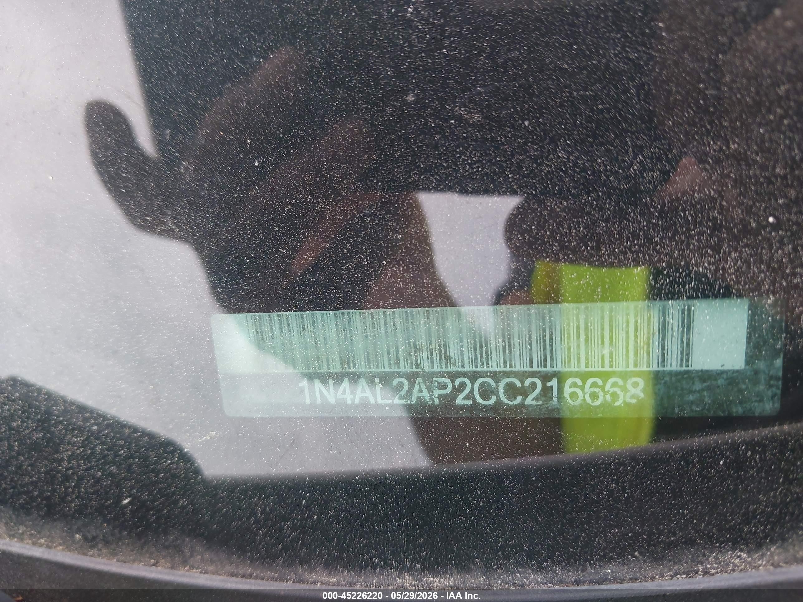 2012 Nissan Altima 2.5 S White vin: 1N4AL2AP2CC216668