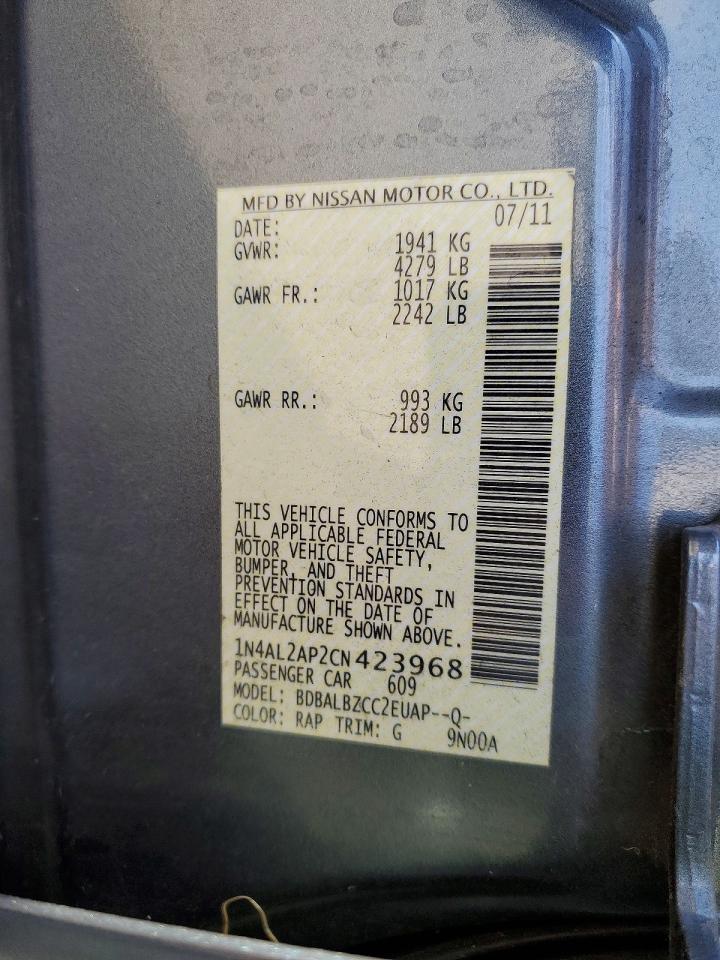 2012 Nissan Altima 2.5 Blue vin: 1N4AL2AP2CN423968