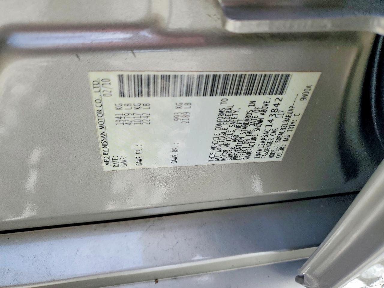 2010 Nissan Altima 2.5 Желто-коричневый vin: 1N4AL2AP3AC143842