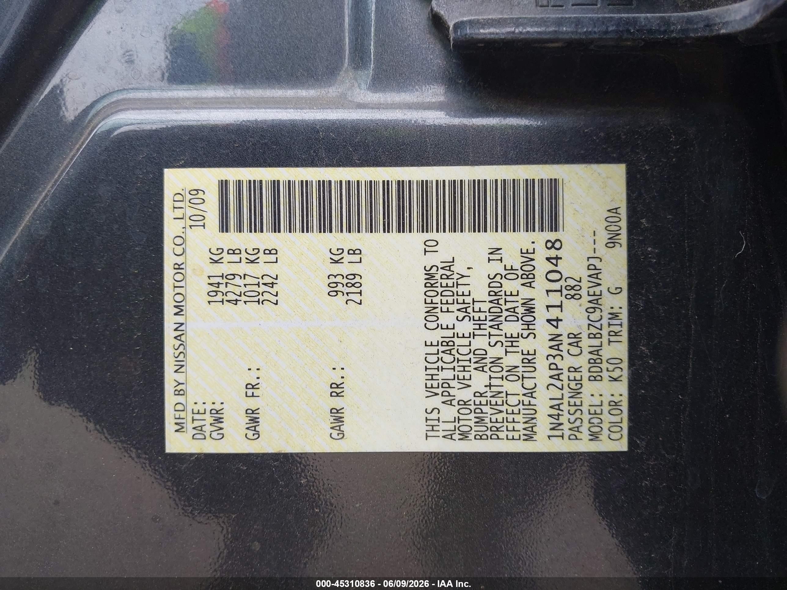 2010 Nissan Altima 2.5 S Gray vin: 1N4AL2AP3AN411048