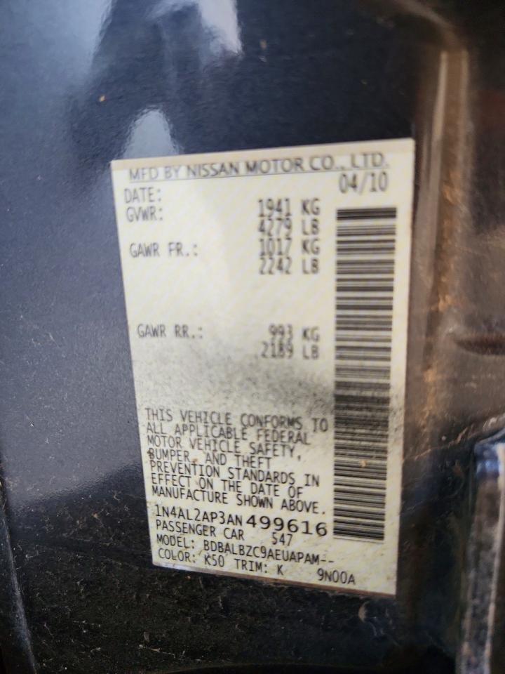 2010 Nissan Altima 2.5 Charcoal vin: 1N4AL2AP3AN499616
