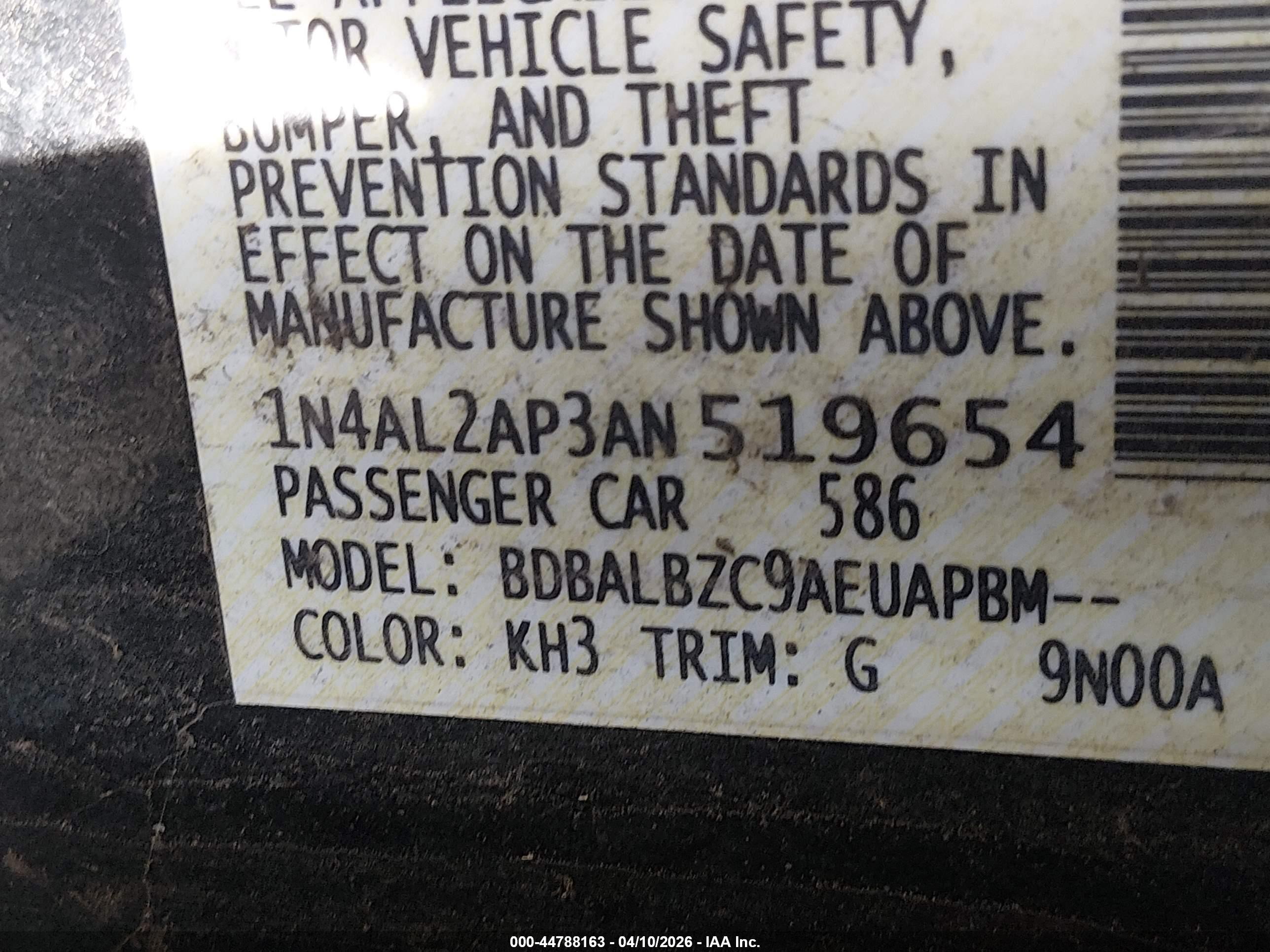 2010 Nissan Altima 2.5 S Черный vin: 1N4AL2AP3AN519654
