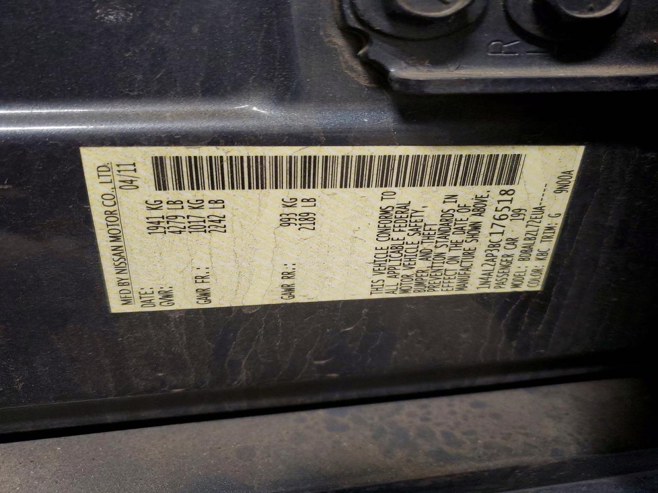 2011 Nissan Altima 2.5 Gray vin: 1N4AL2AP3BC176518