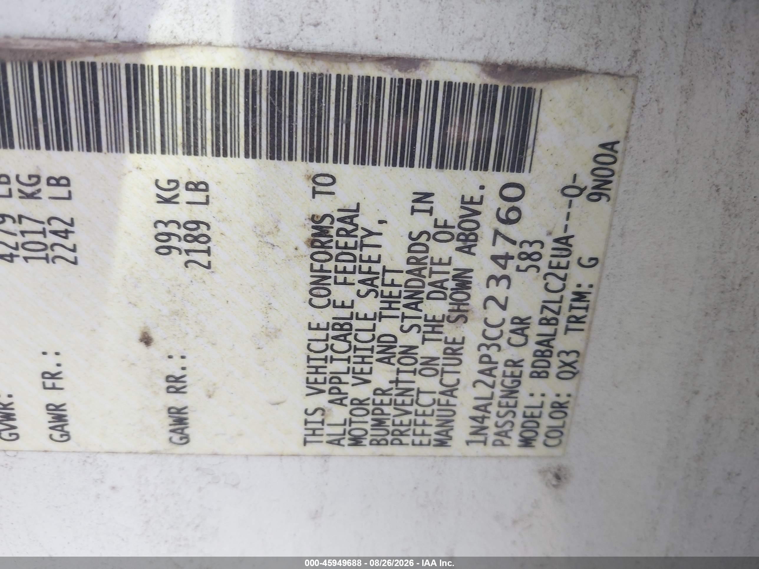 2012 Nissan Altima 2.5 S White vin: 1N4AL2AP3CC234760