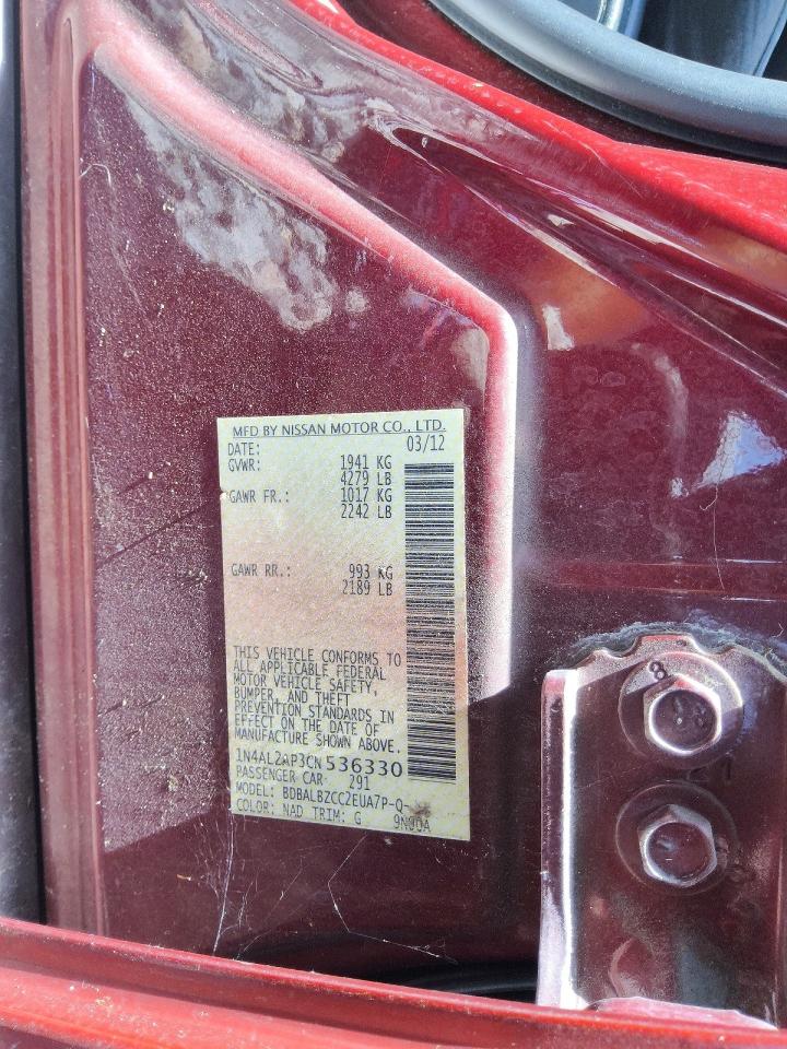 2012 Nissan Altima Base/s Красный vin: 1N4AL2AP3CN536330
