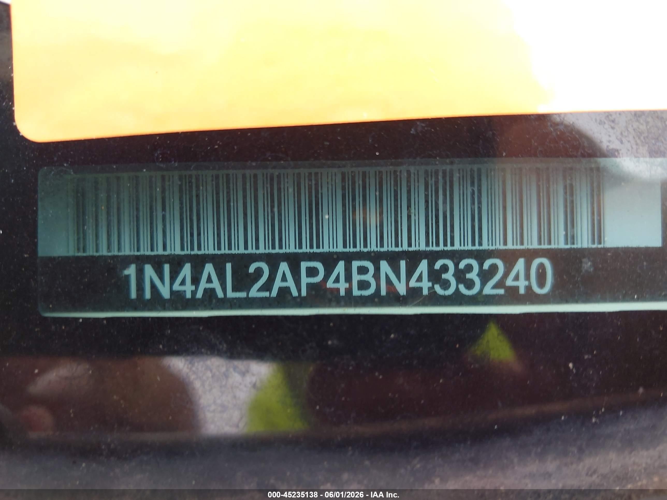 2011 Nissan Altima 2.5 S White vin: 1N4AL2AP4BN433240