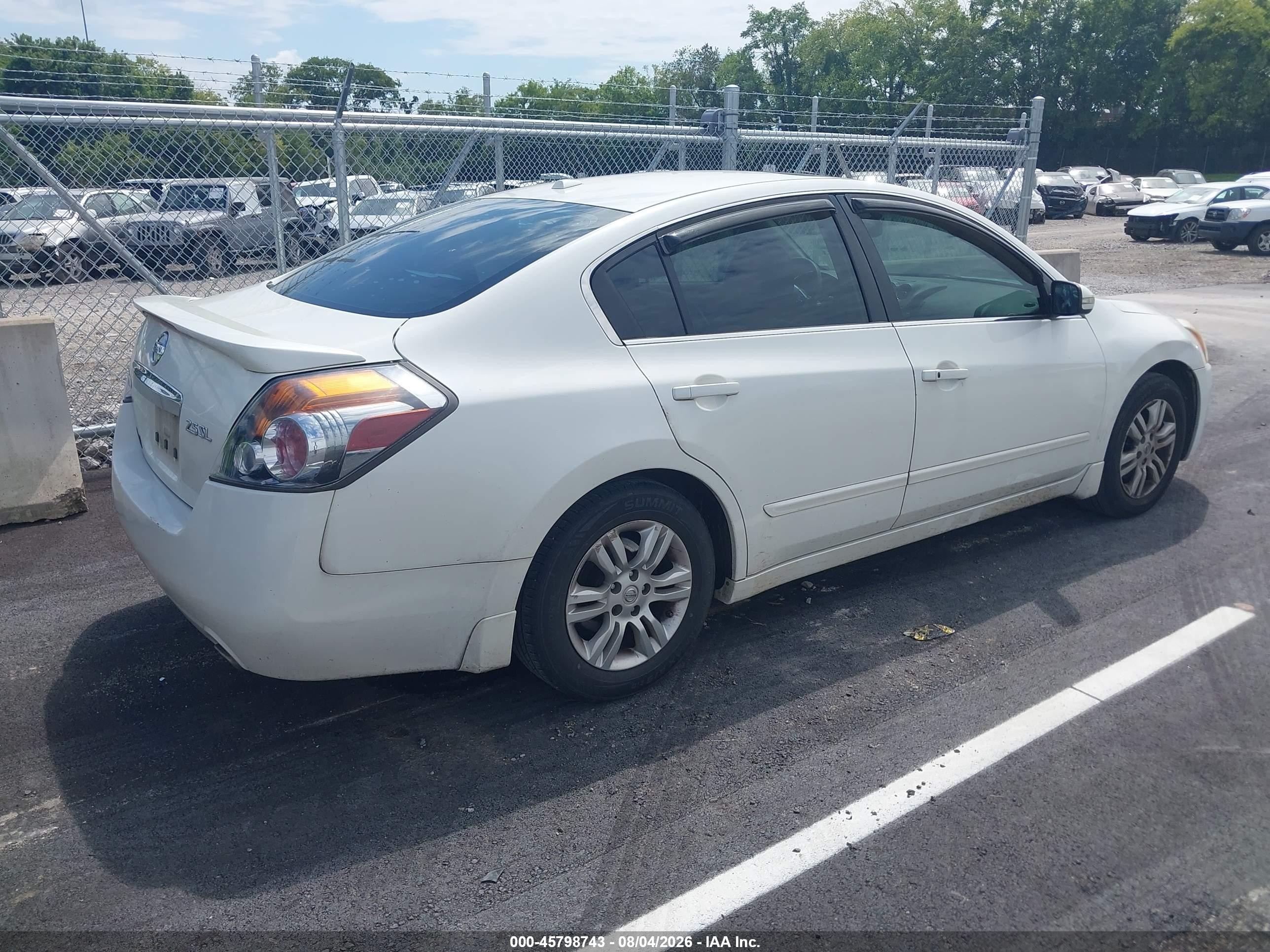 2012 Nissan Altima 2.5 S White vin: 1N4AL2AP4CC227994