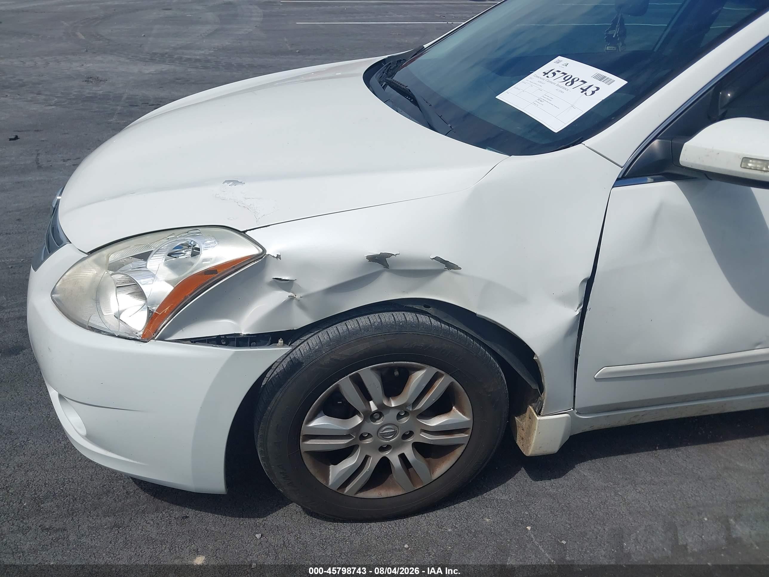 2012 Nissan Altima 2.5 S White vin: 1N4AL2AP4CC227994