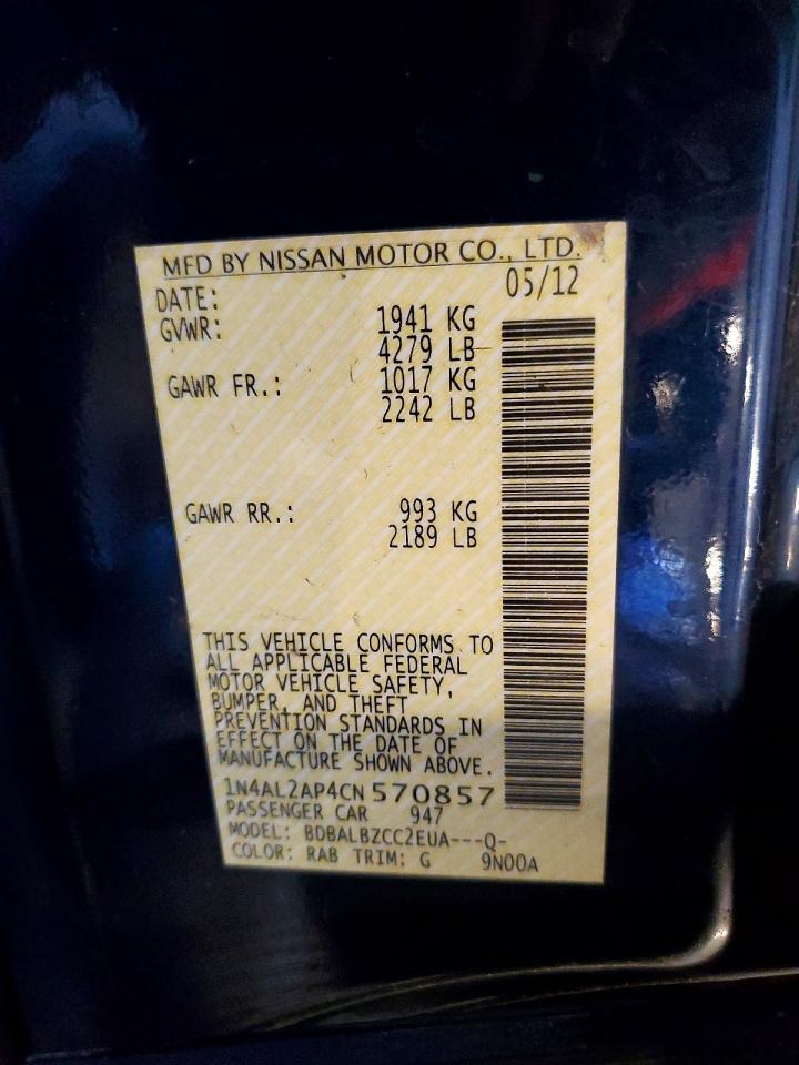 2012 Nissan Altima 2.5 Blue vin: 1N4AL2AP4CN570857