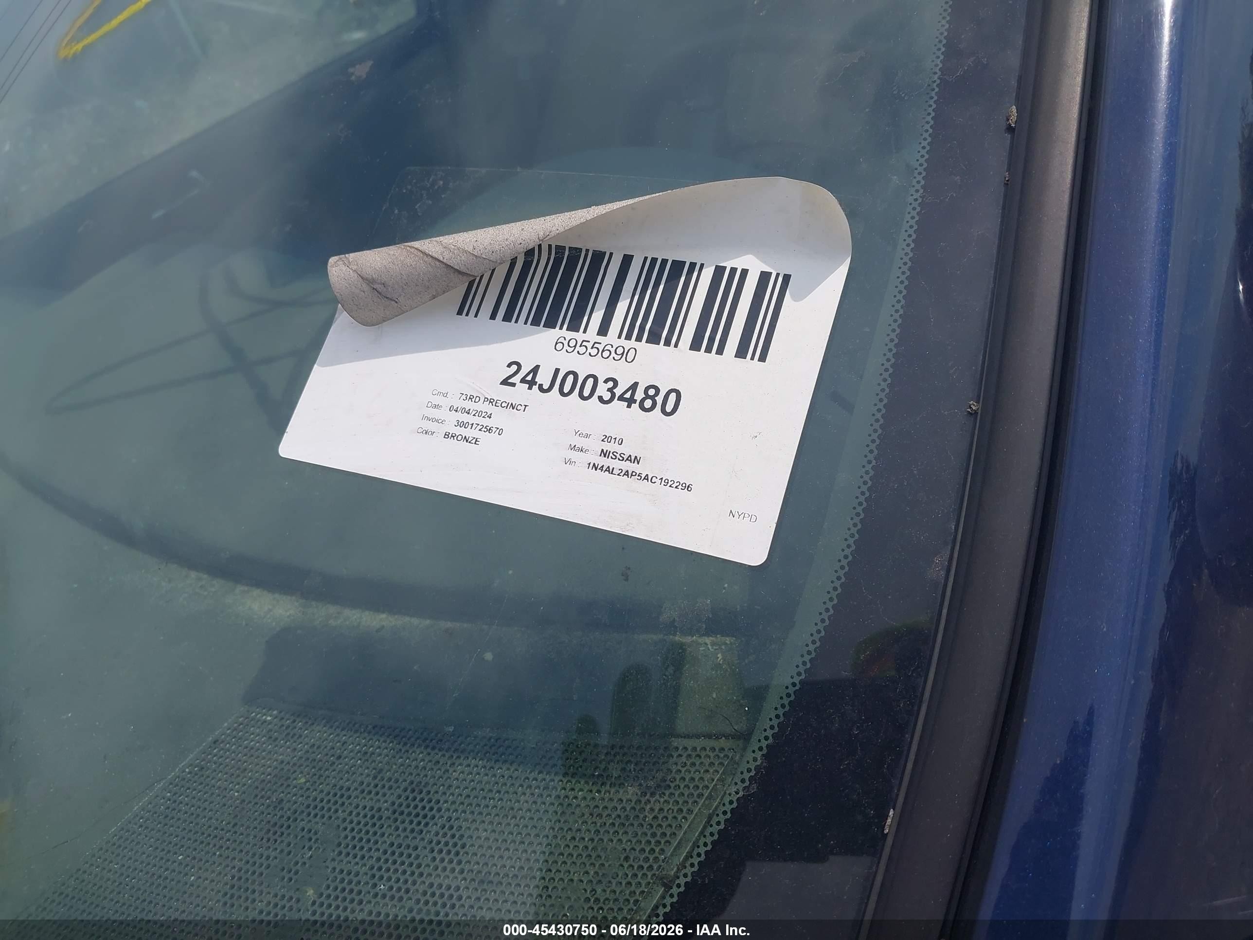 2010 Nissan Altima 2.5 S Blue vin: 1N4AL2AP5AC192296
