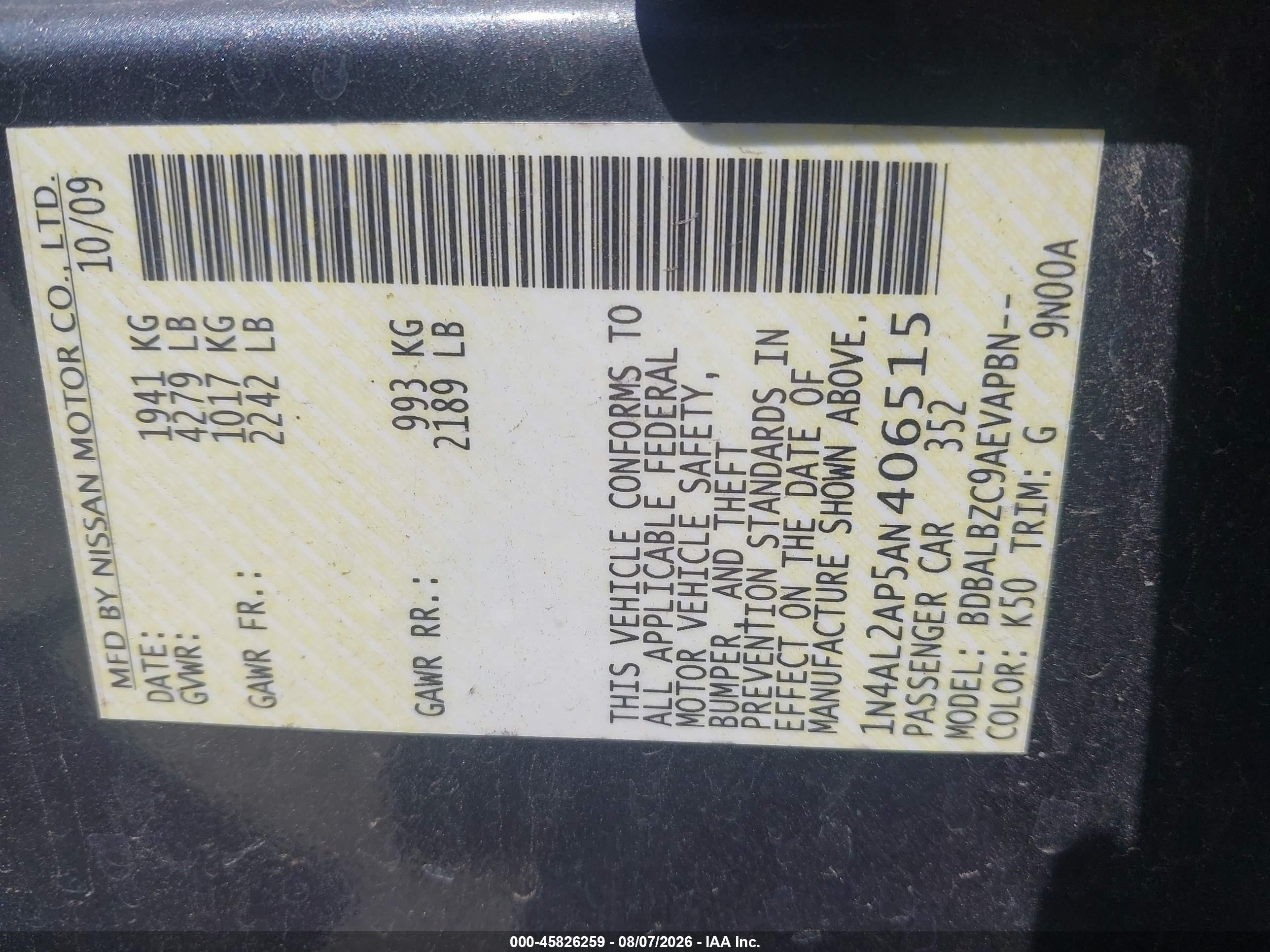 2010 Nissan Altima 2.5 S Gray vin: 1N4AL2AP5AN406515
