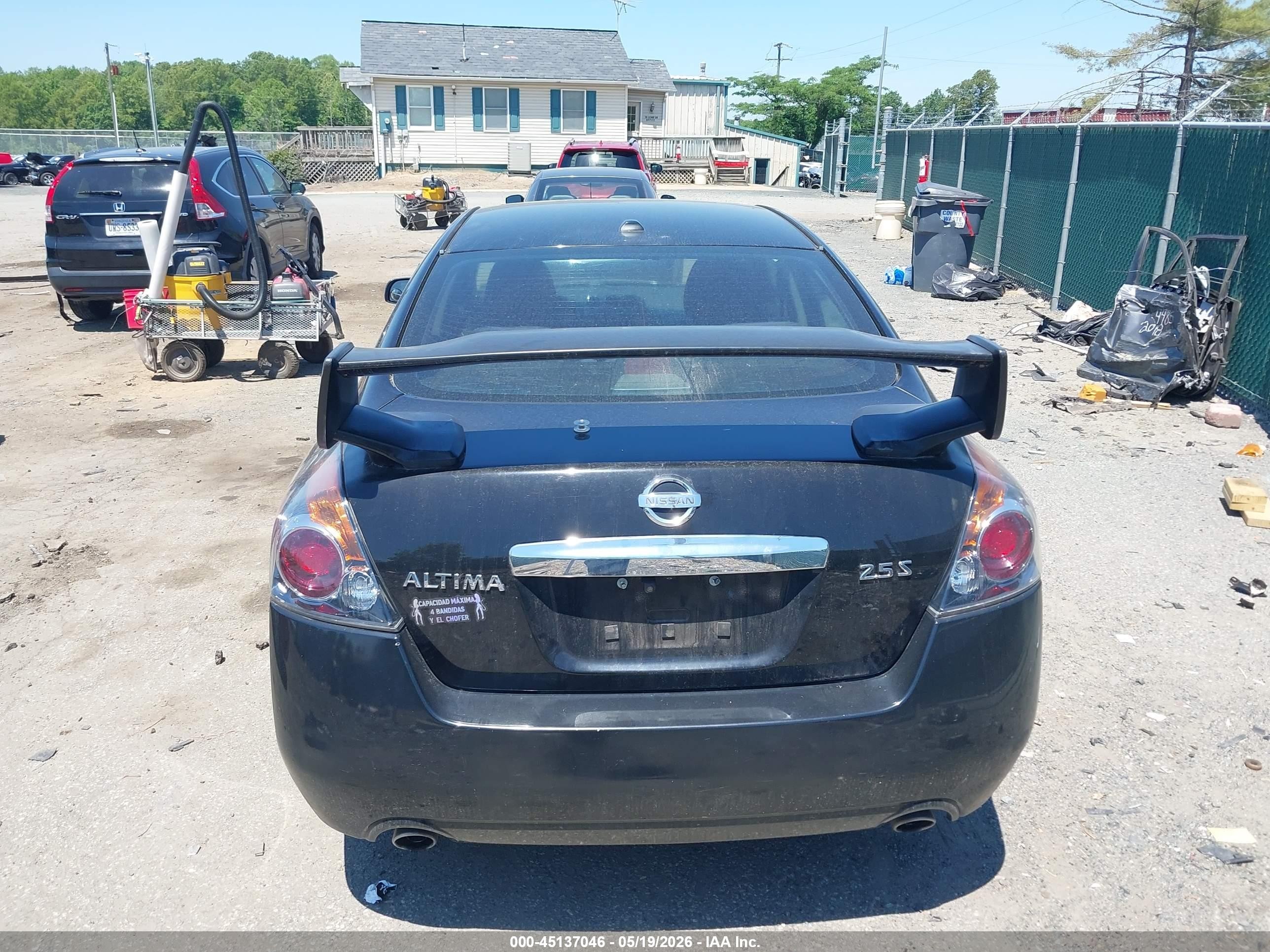 2010 Nissan Altima 2.5 S Black vin: 1N4AL2AP5AN436016