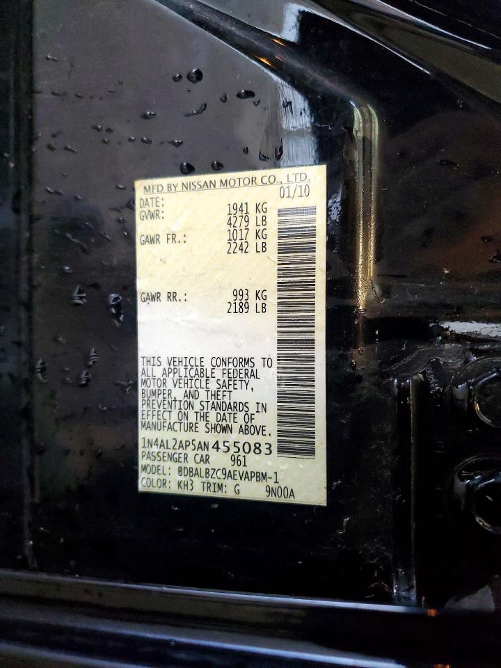 2010 Nissan Altima Black vin: 1N4AL2AP5AN455083