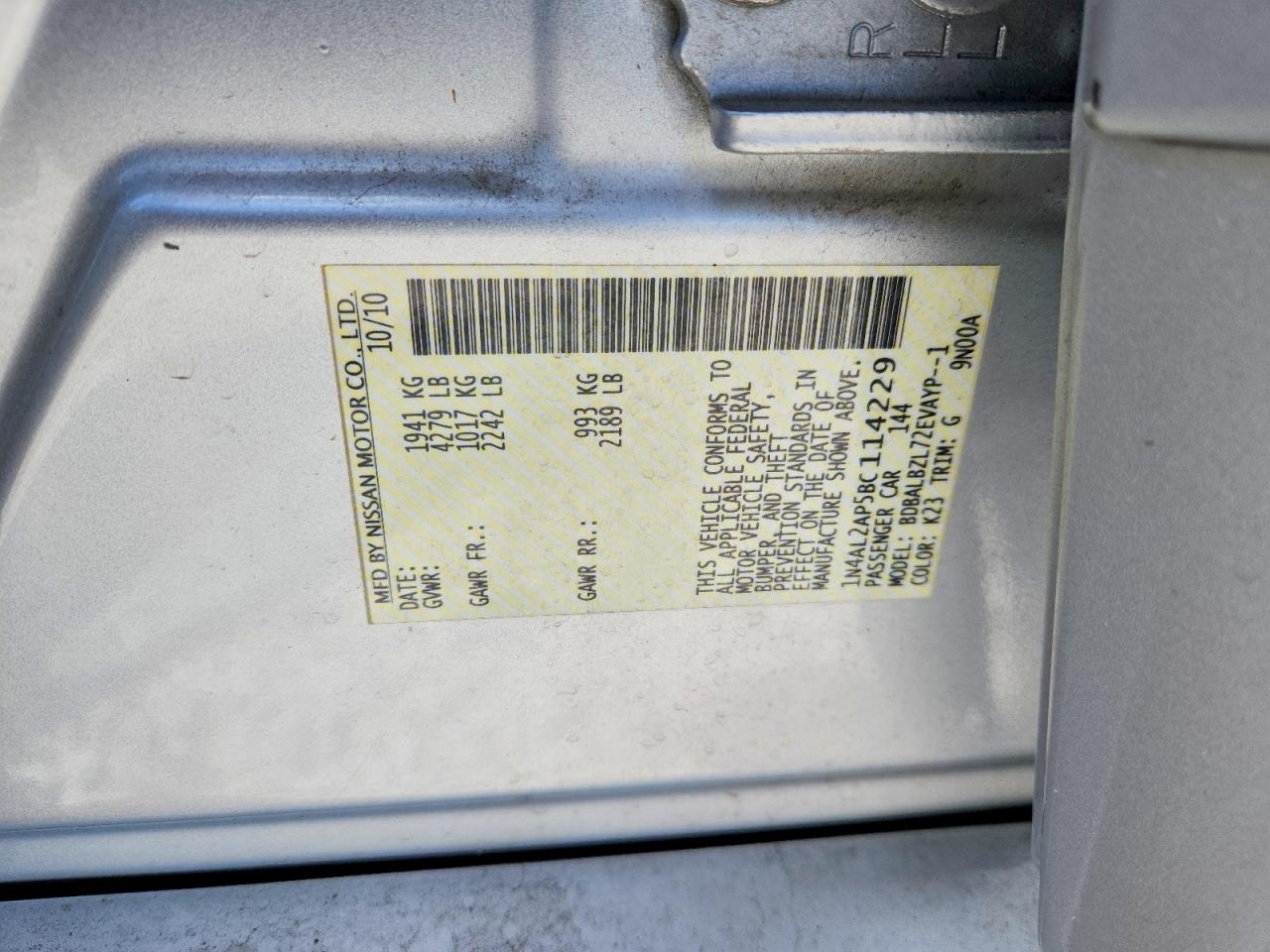2011 Nissan Altima 2.5 Silver vin: 1N4AL2AP5BC114229
