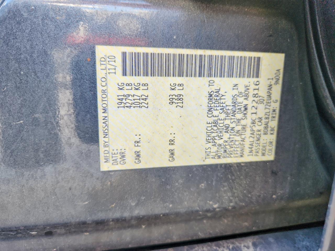 2011 Nissan Altima 2.5 Gray vin: 1N4AL2AP5BC122816
