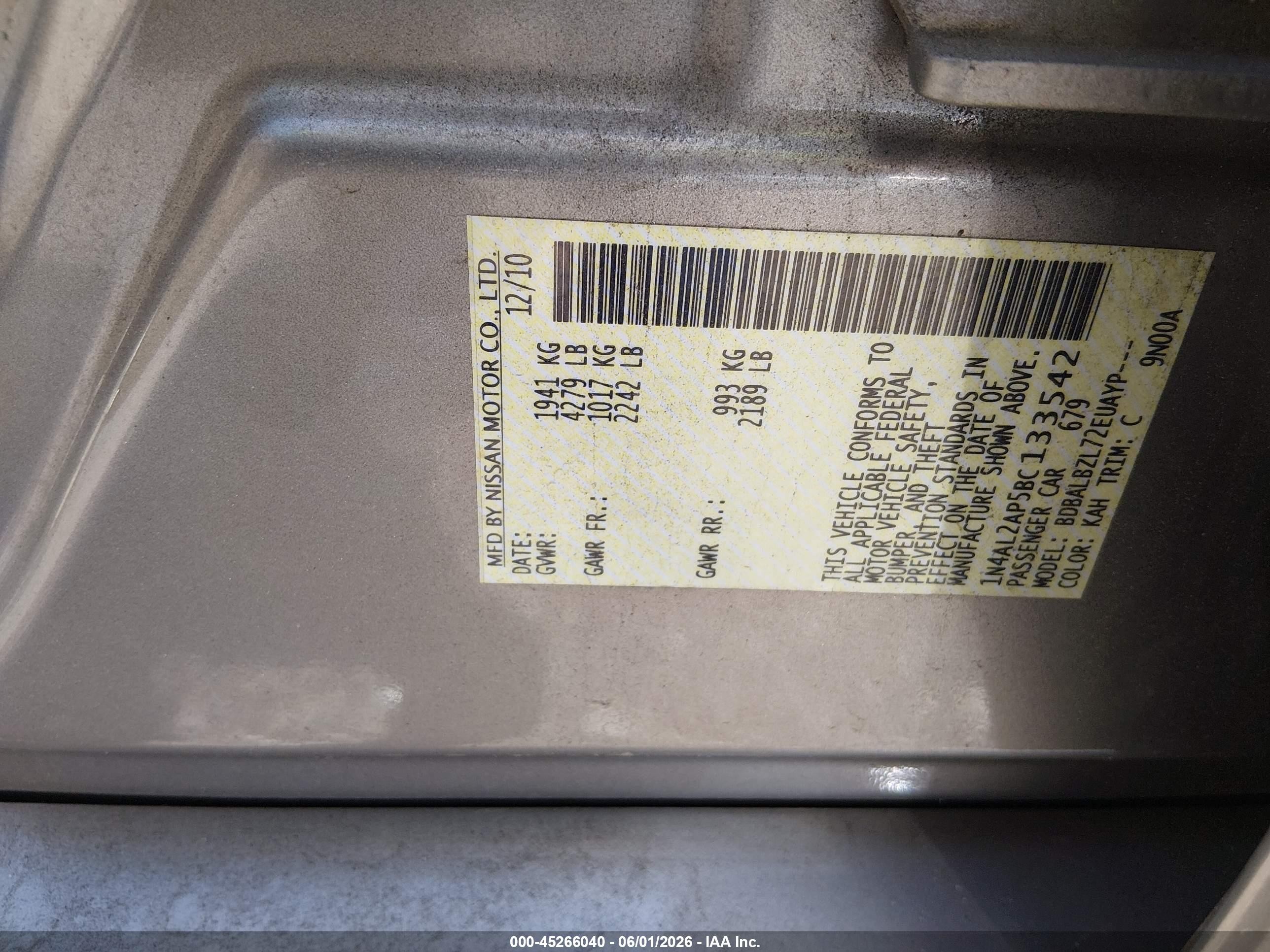 2011 Nissan Altima 2.5 S Silver vin: 1N4AL2AP5BC133542