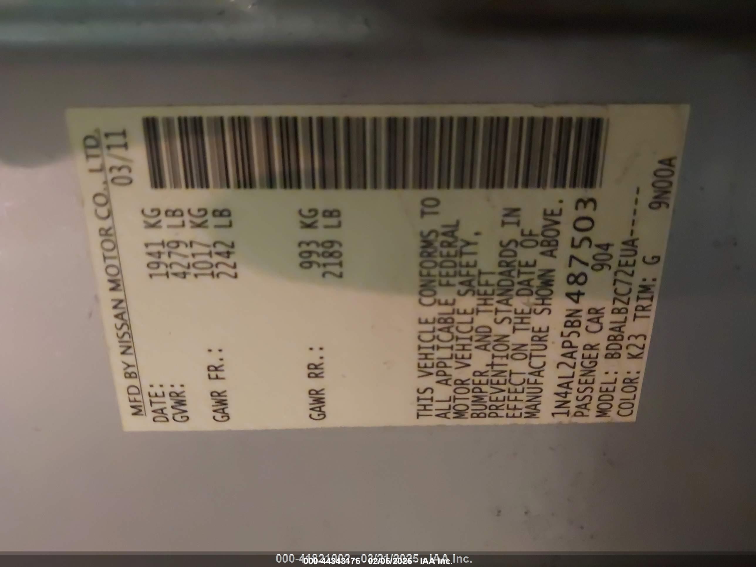 2011 Nissan Altima 2.5 S Silver vin: 1N4AL2AP5BN487503