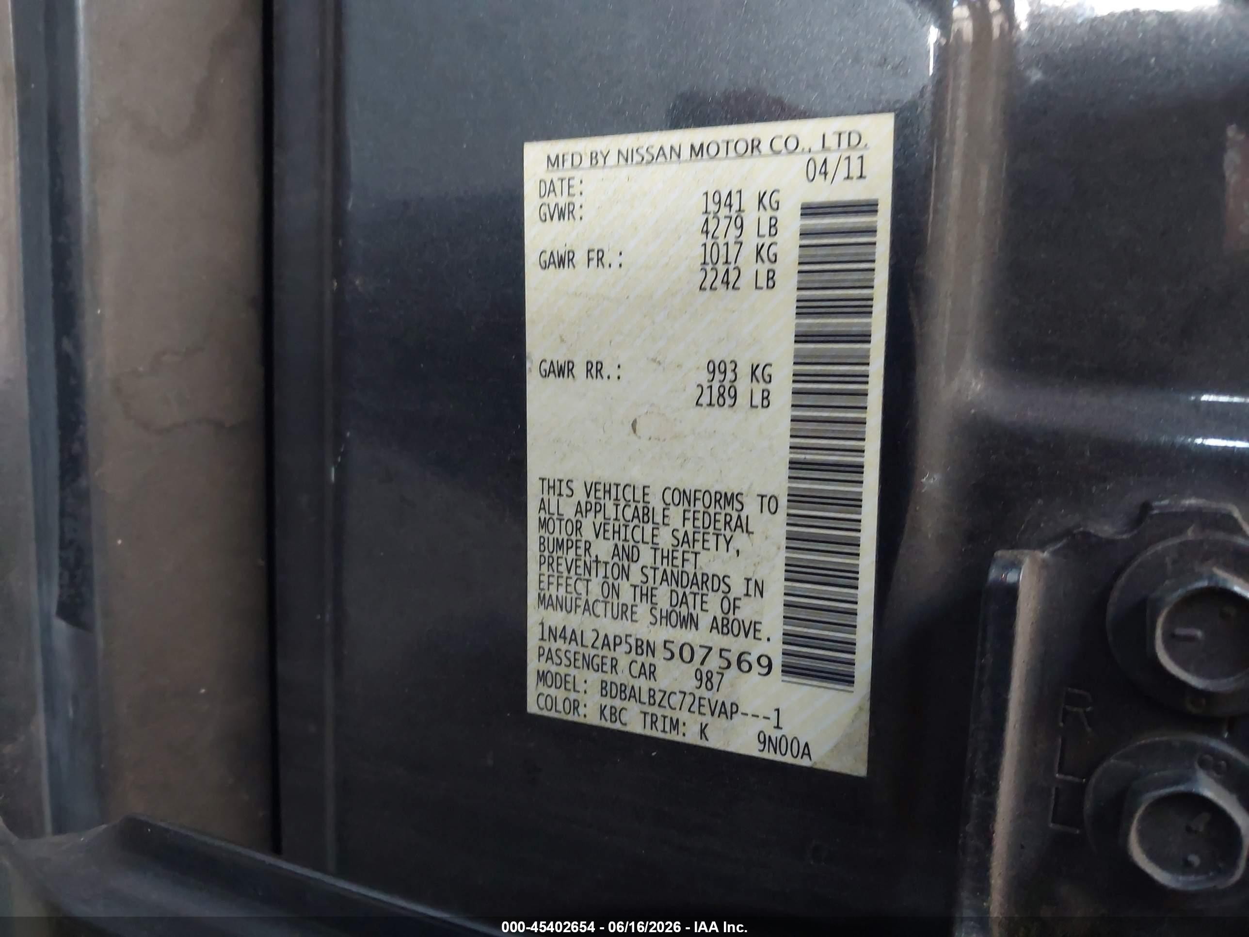 2011 Nissan Altima 2.5 S Gray vin: 1N4AL2AP5BN507569