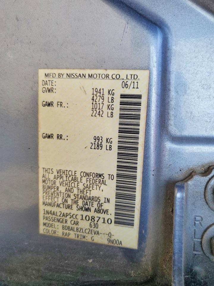 2012 Nissan Altima 2.5 Blue vin: 1N4AL2AP5CC108710