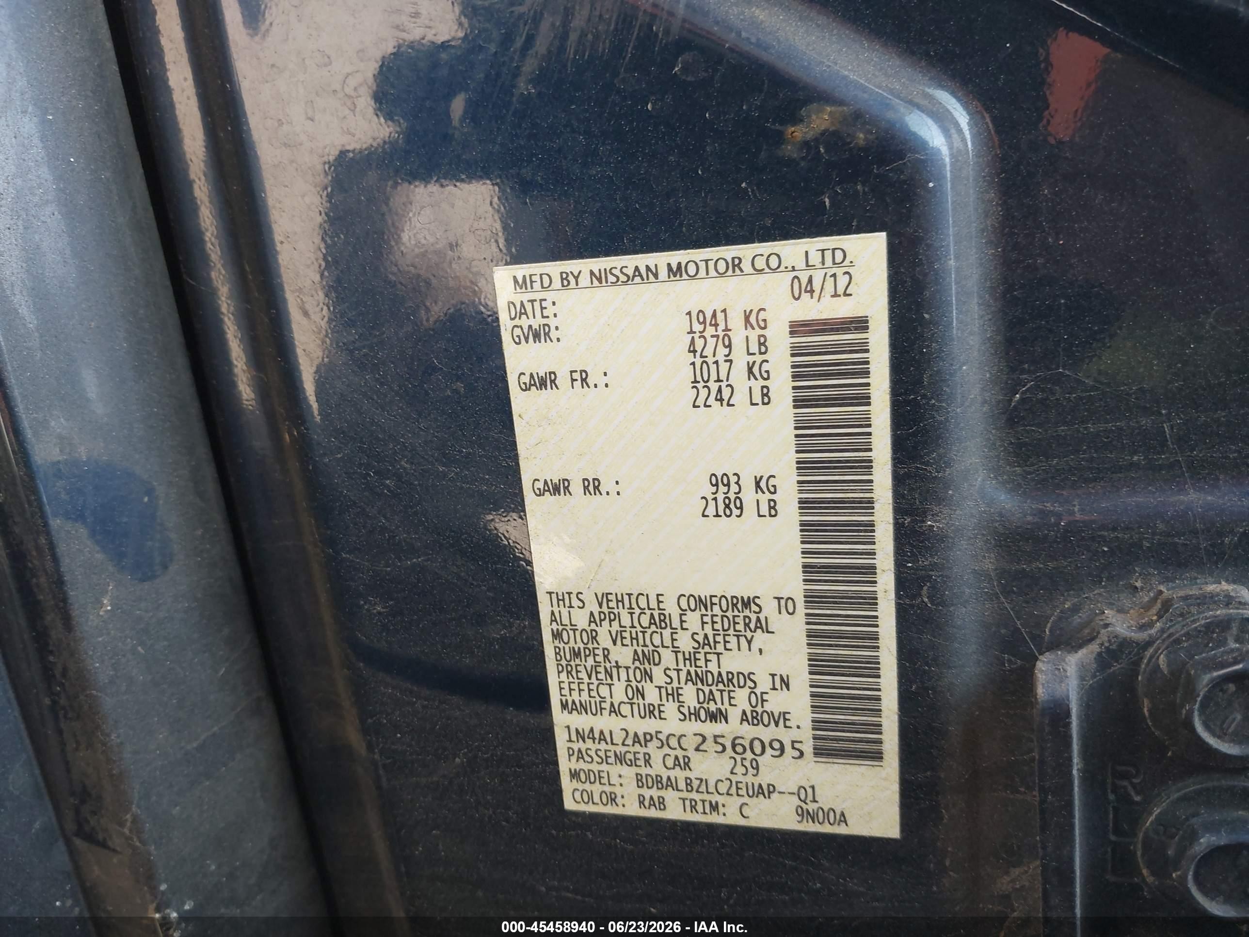 2012 Nissan Altima 2.5 S Синий vin: 1N4AL2AP5CC256095