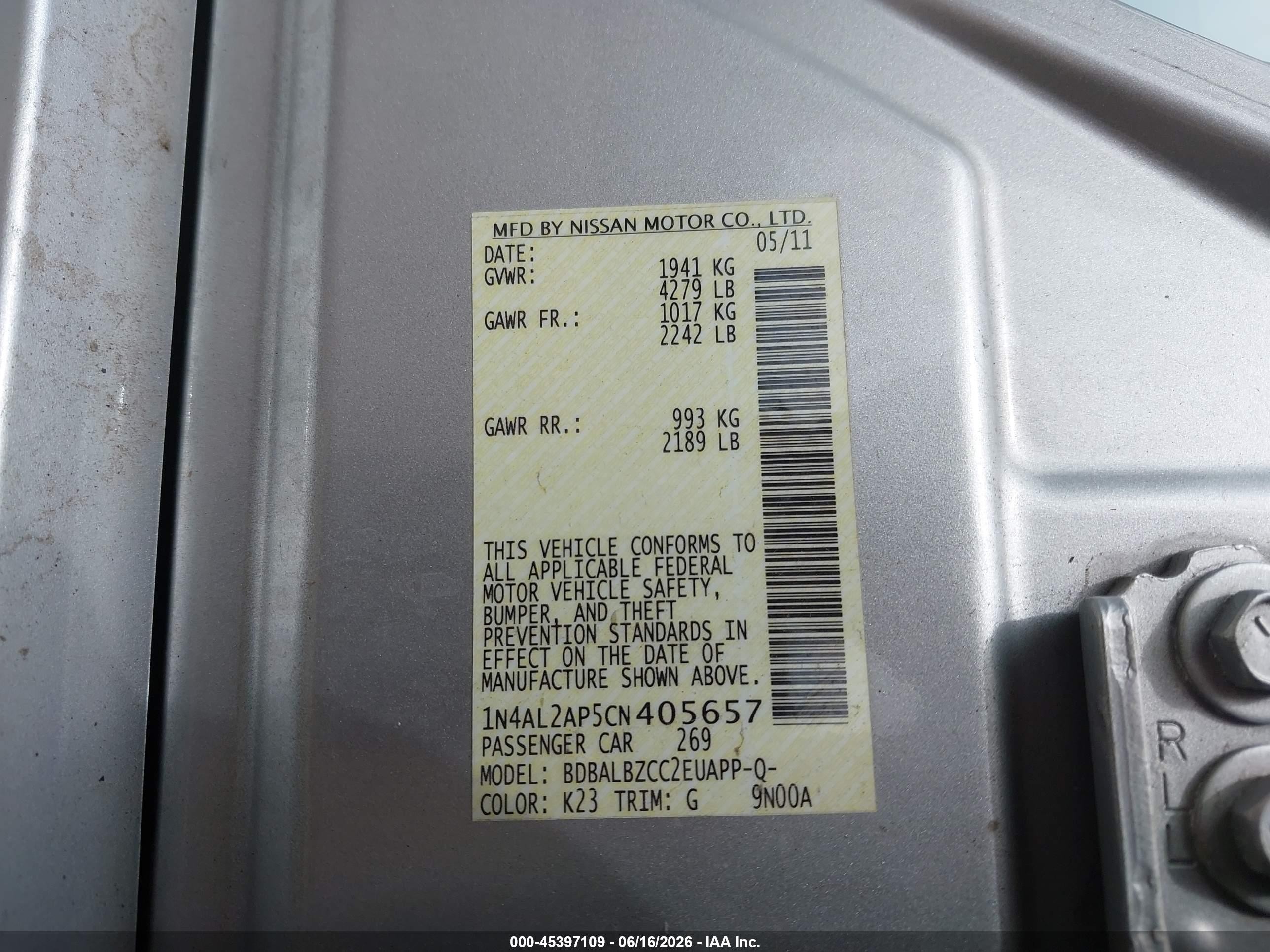 2012 Nissan Altima 2.5 S Серебряный vin: 1N4AL2AP5CN405657