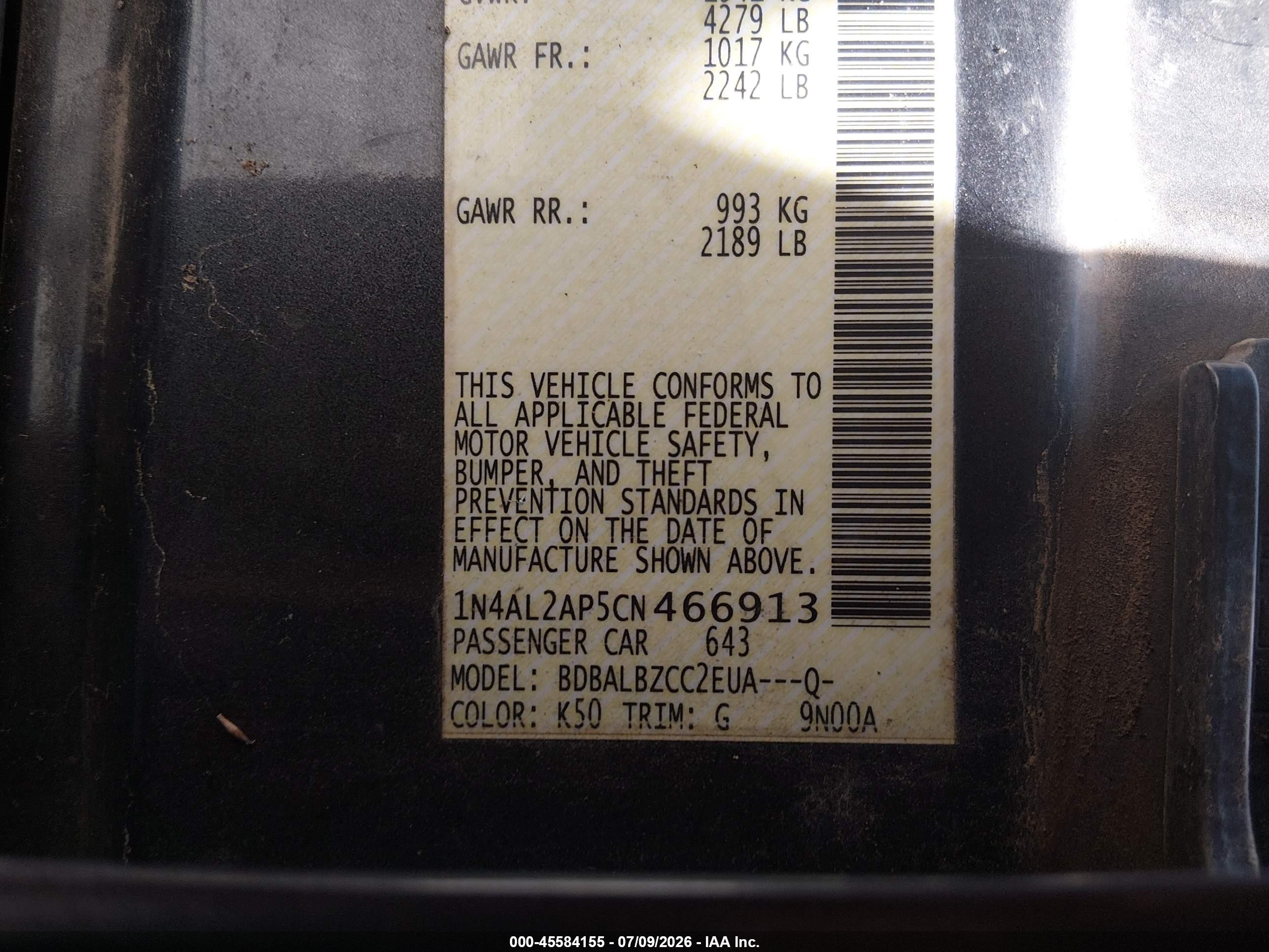 2012 Nissan Altima 2.5 S Gray vin: 1N4AL2AP5CN466913