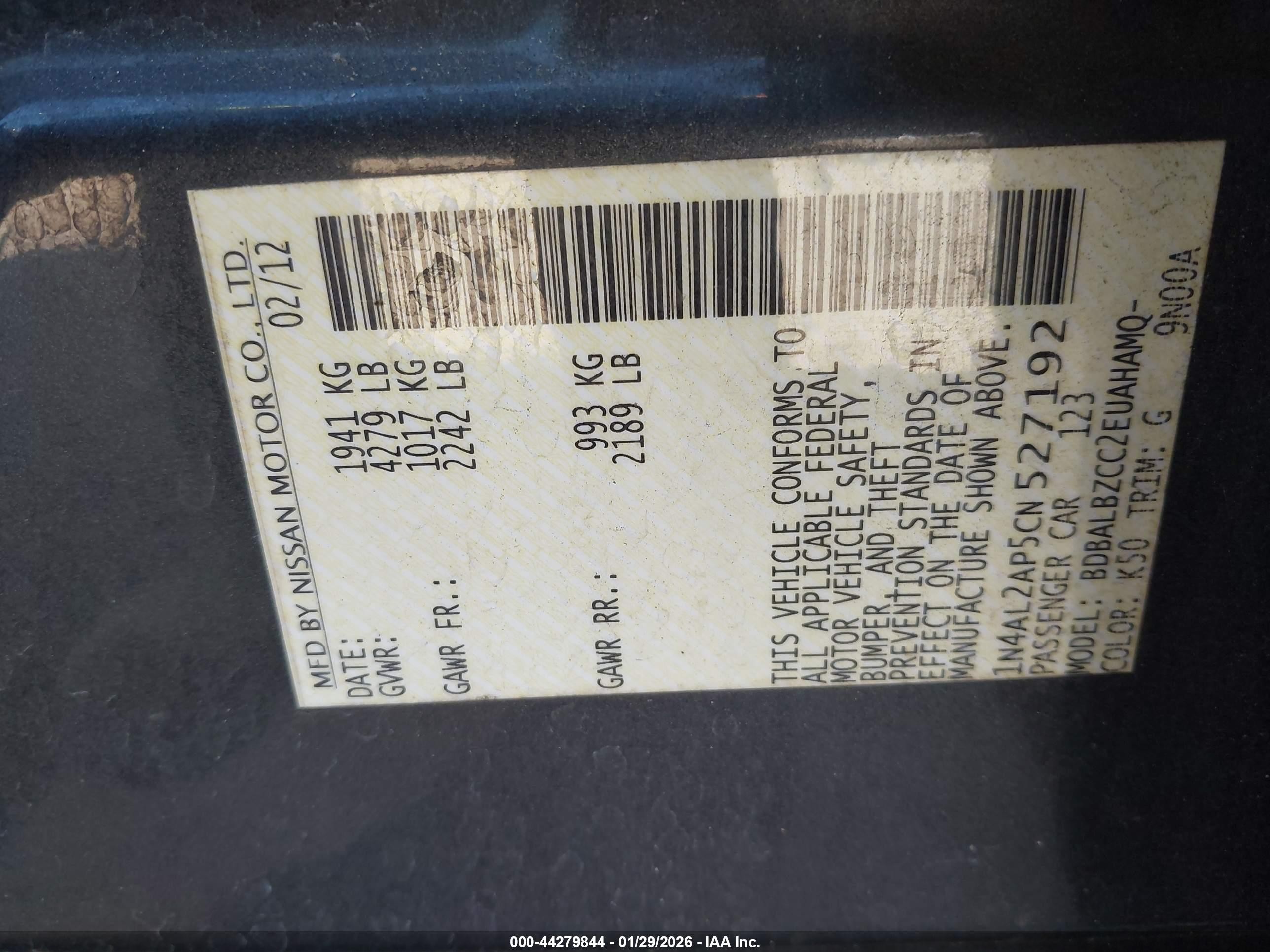 2012 Nissan Altima 2.5 S Gray vin: 1N4AL2AP5CN527192