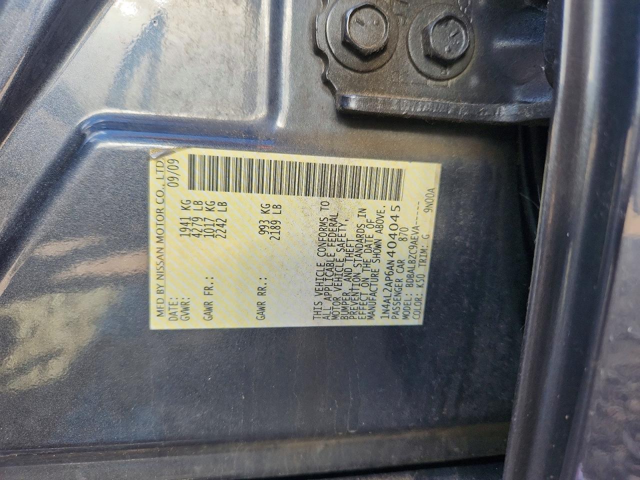 2010 Nissan Altima 2.5 Gray vin: 1N4AL2AP6AN404045