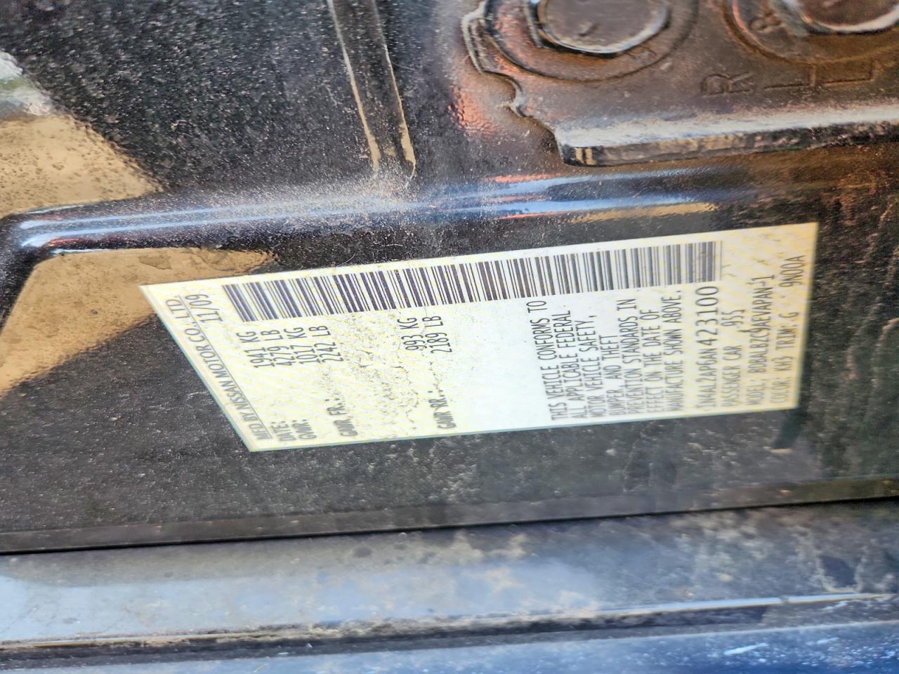2010 Nissan Altima 2.5 Black vin: 1N4AL2AP6AN423100