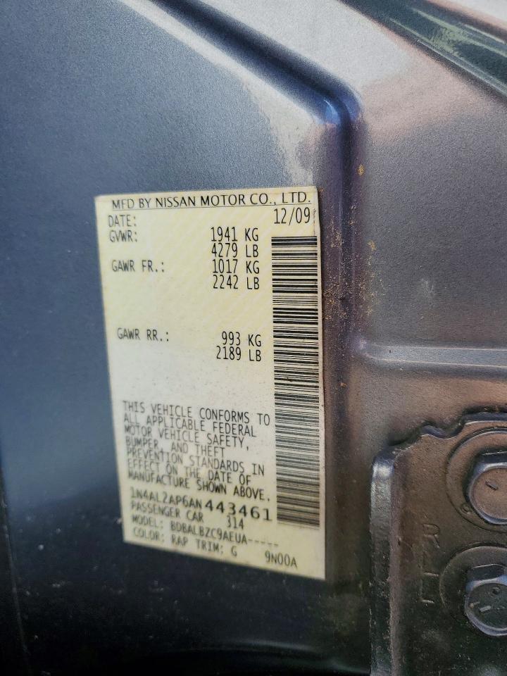 2010 Nissan Altima 2.5 Gray vin: 1N4AL2AP6AN443461