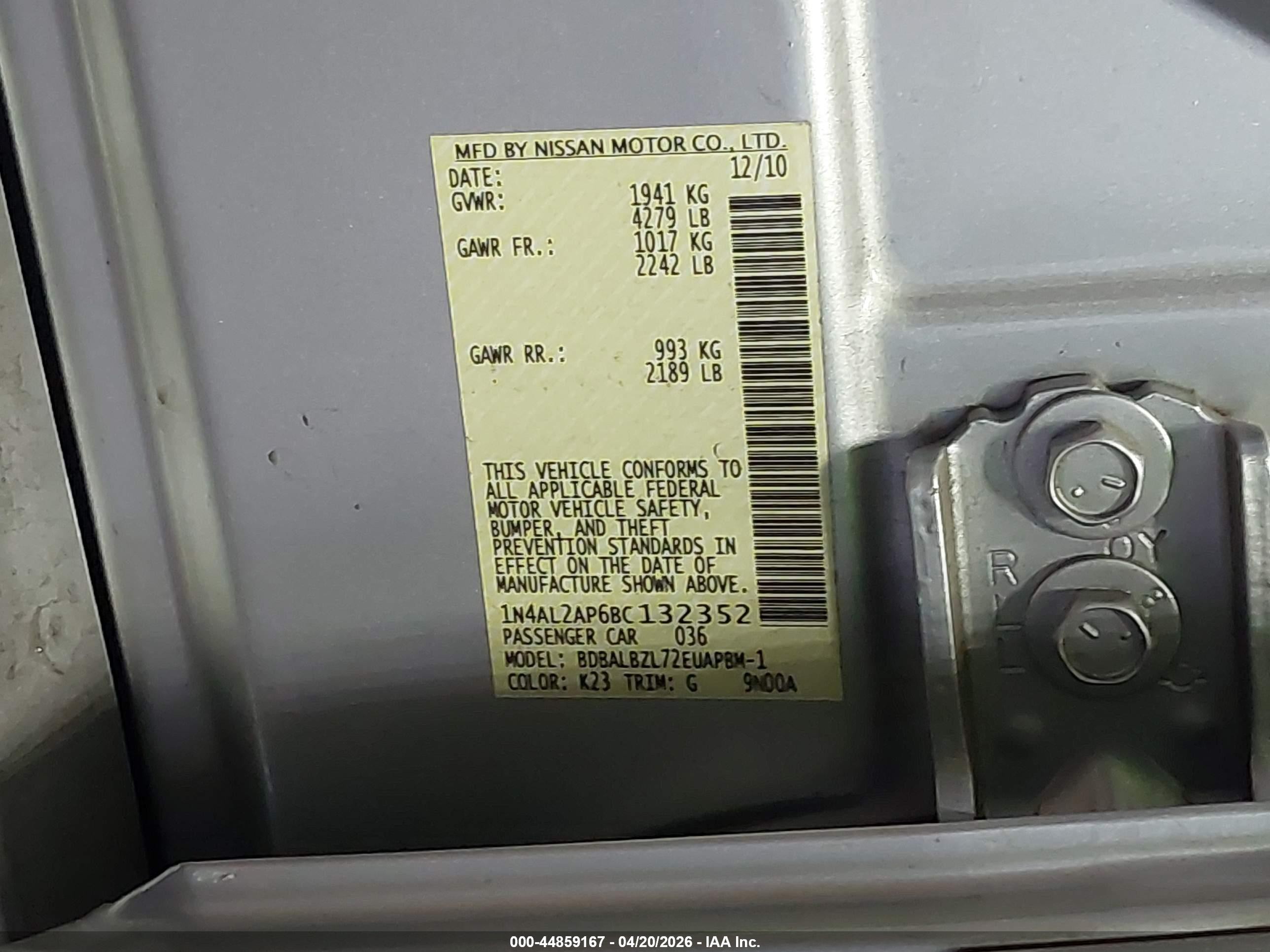 2011 Nissan Altima 2.5 S Серебряный vin: 1N4AL2AP6BC132352
