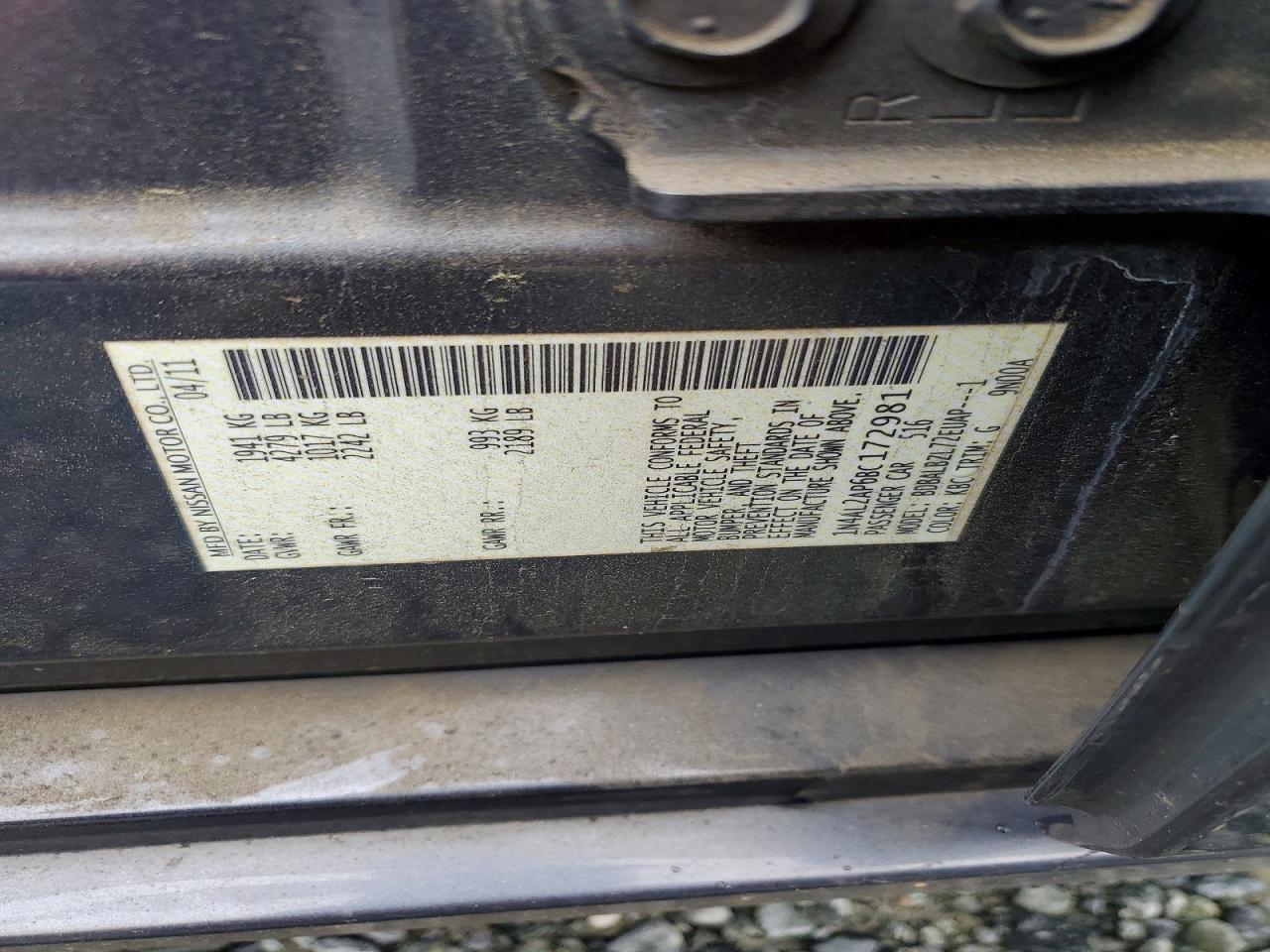 2011 Nissan Altima 2.5 Gray vin: 1N4AL2AP6BC172981