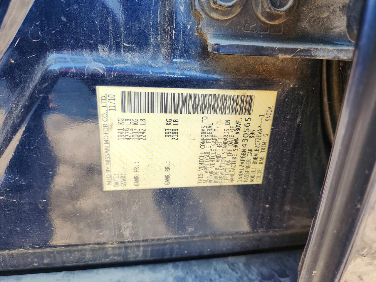 2011 Nissan Altima 2.5 Blue vin: 1N4AL2AP6BN430565