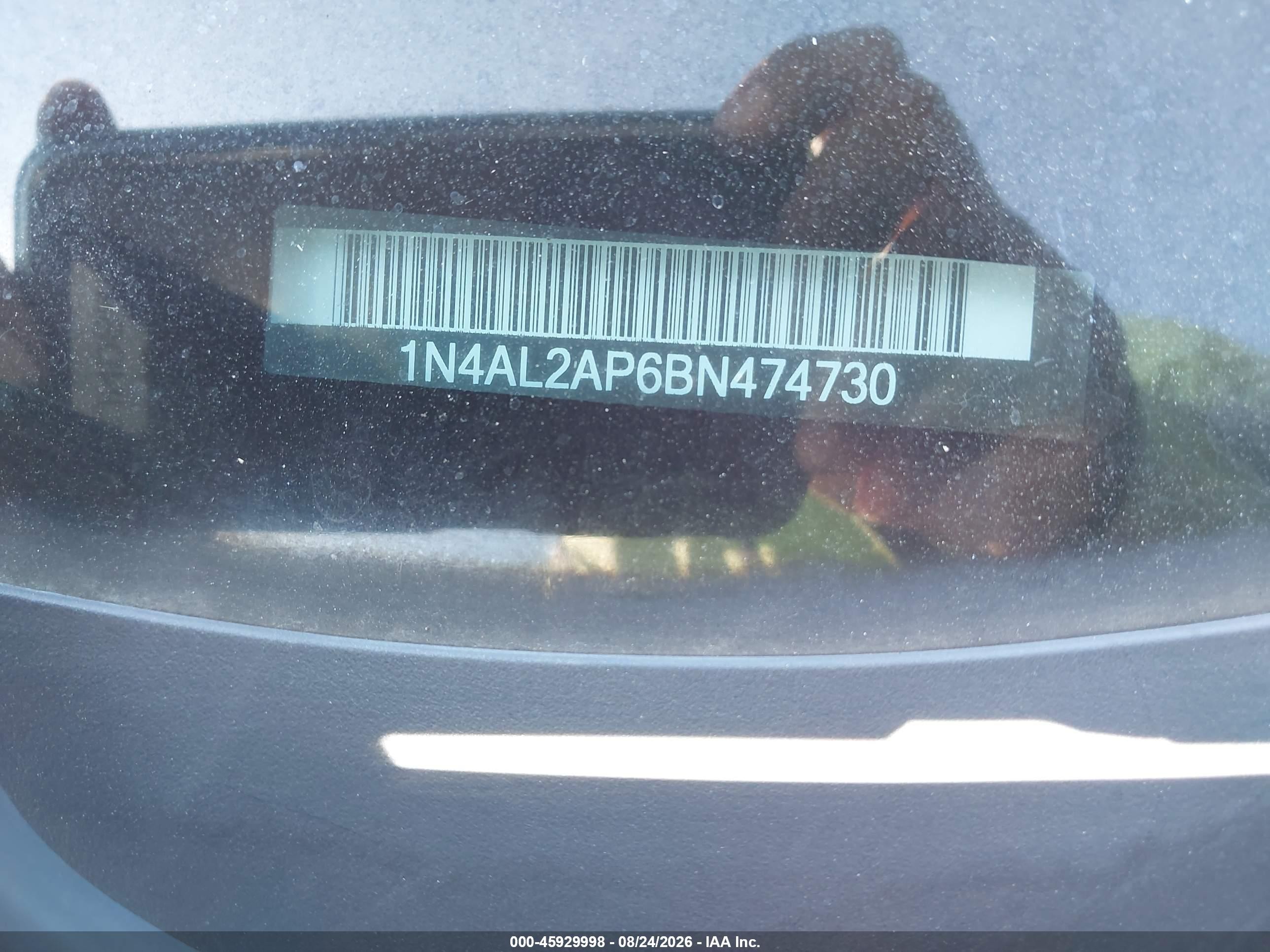 2011 Nissan Altima 2.5 S Black vin: 1N4AL2AP6BN474730