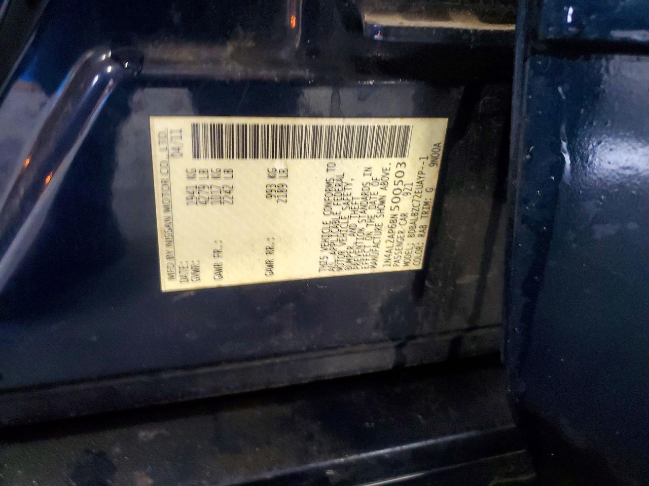 2011 Nissan Altima 2.5 Черный vin: 1N4AL2AP6BN500503