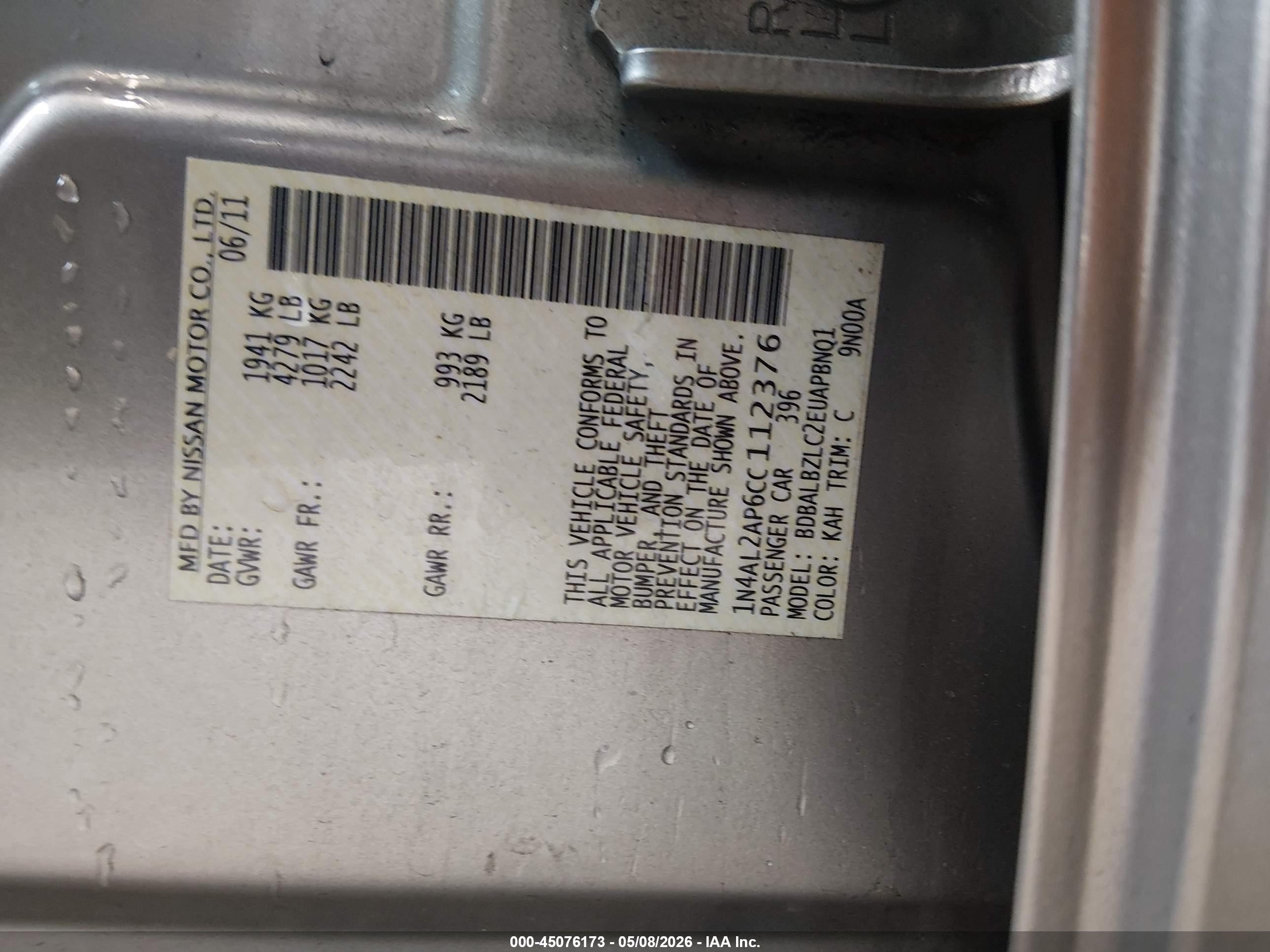 2012 Nissan Altima 2.5 S Beige vin: 1N4AL2AP6CC112376