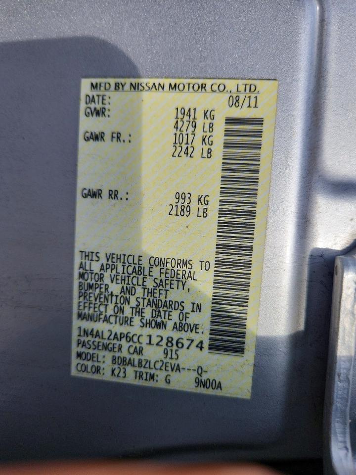 2012 Nissan Altima 2.5 Silver vin: 1N4AL2AP6CC128674