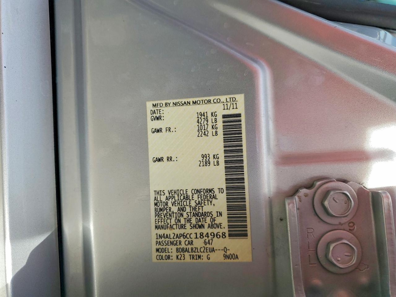 2012 Nissan Altima 2.5 Silver vin: 1N4AL2AP6CC184968