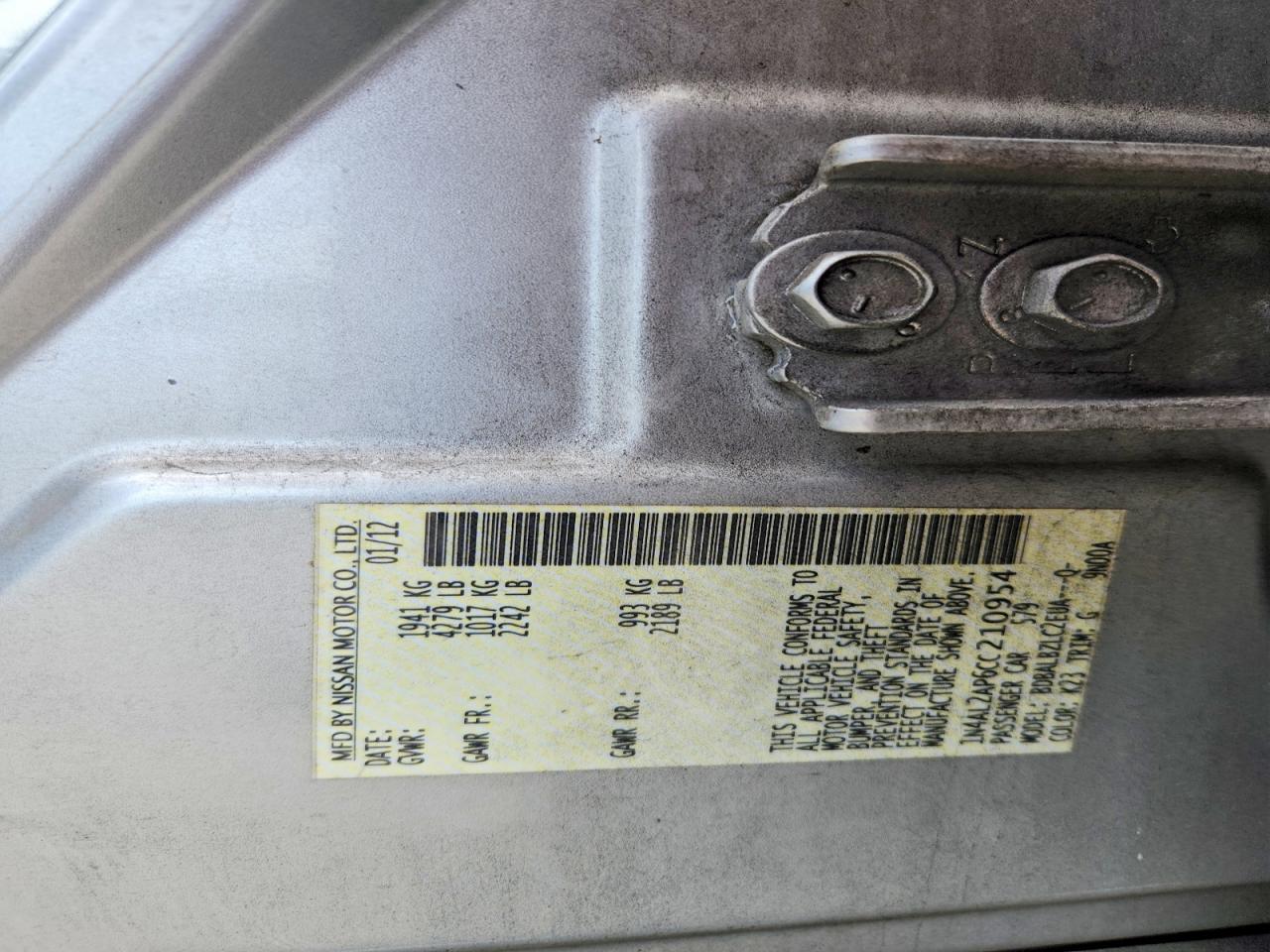 2012 Nissan Altima 2.5 Серебряный vin: 1N4AL2AP6CC210954