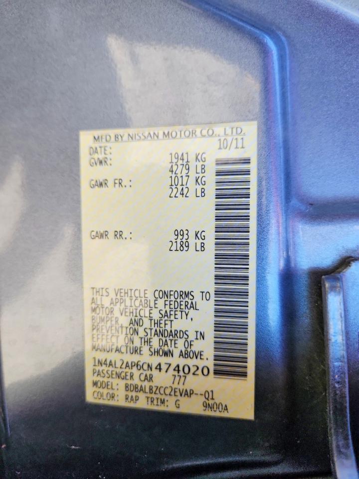 2012 Nissan Altima 2.5 Blue vin: 1N4AL2AP6CN474020