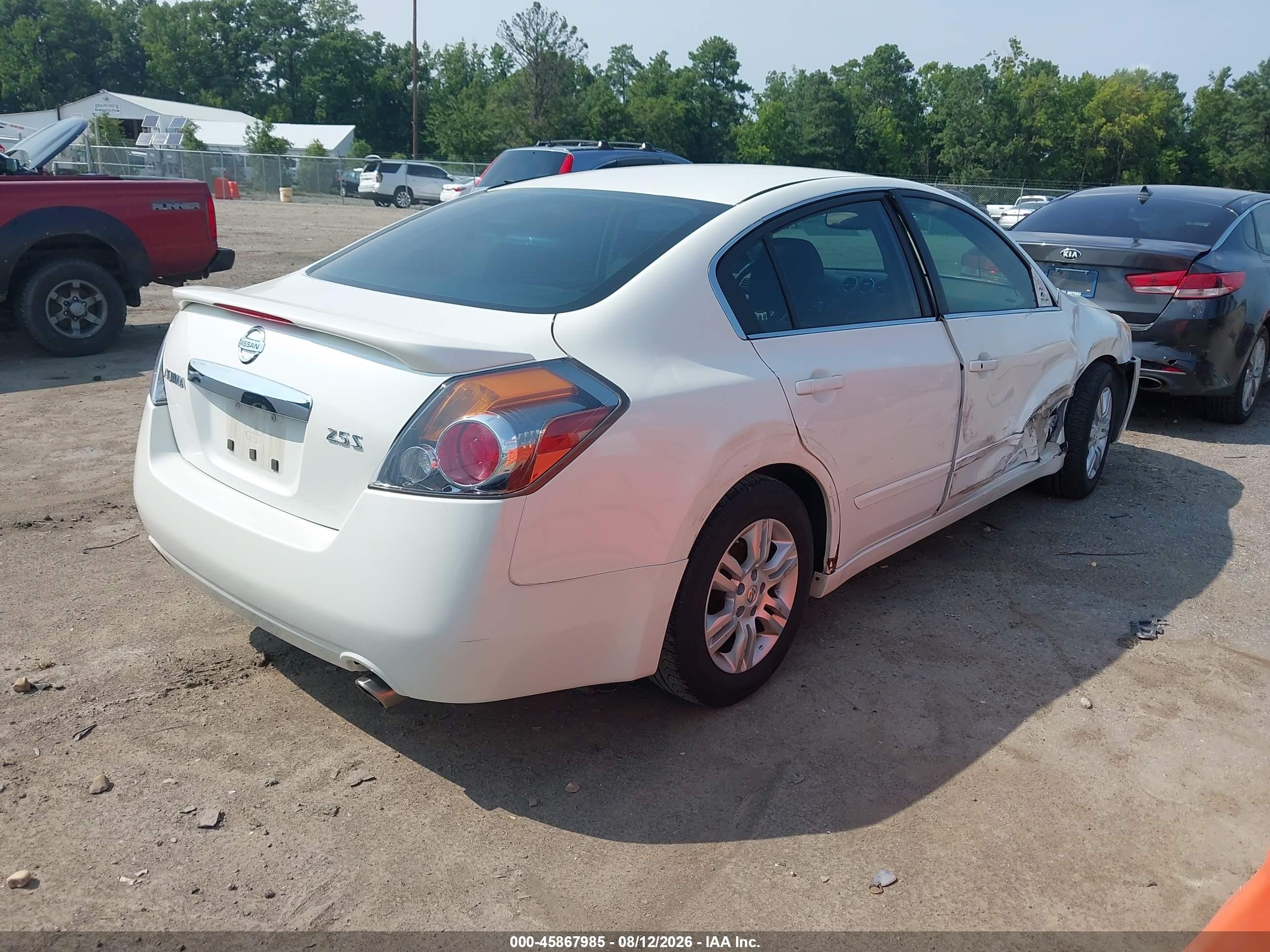2012 Nissan Altima 2.5 S White vin: 1N4AL2AP6CN533566