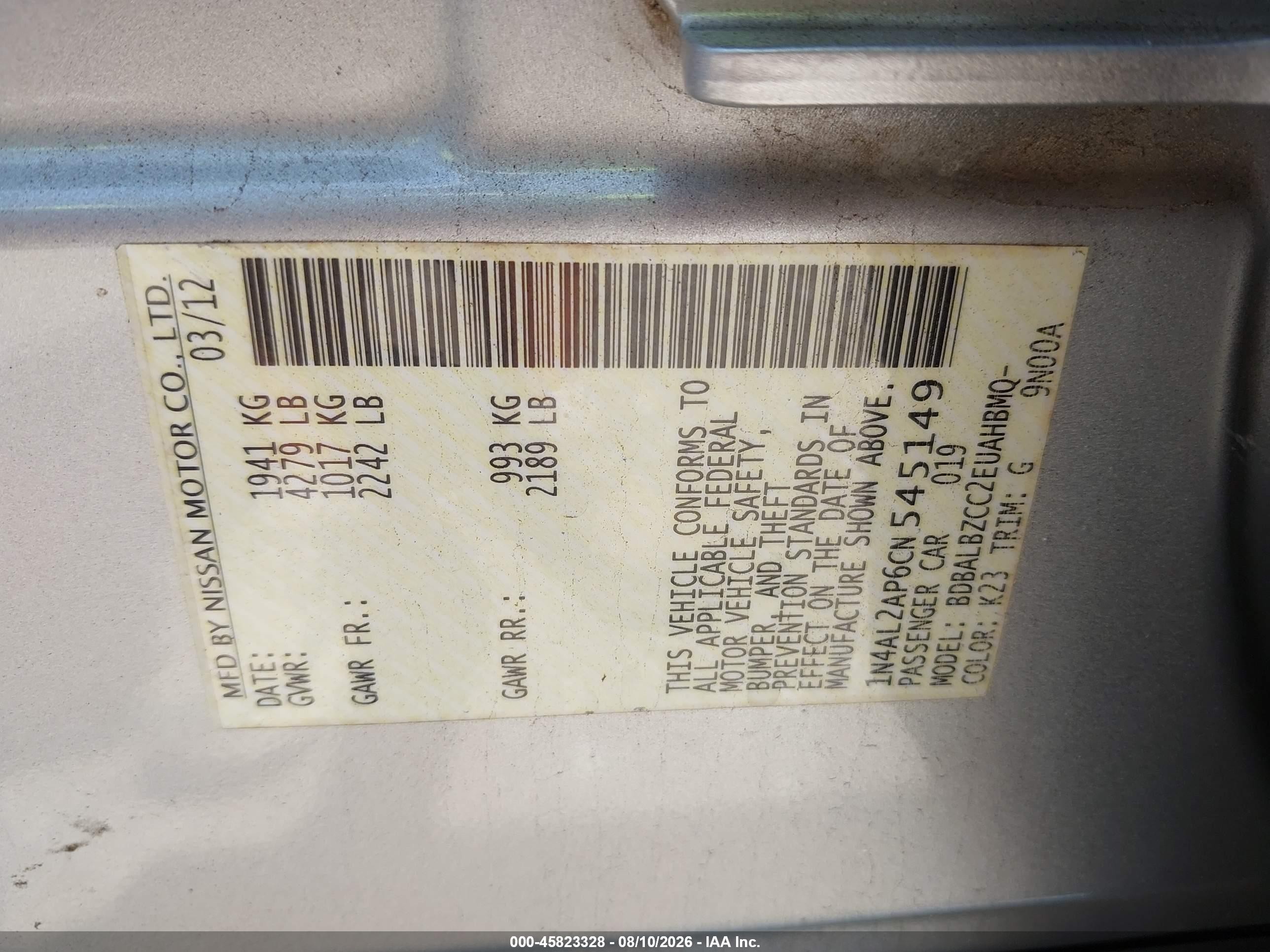 2012 Nissan Altima 2.5 S Silver vin: 1N4AL2AP6CN545149