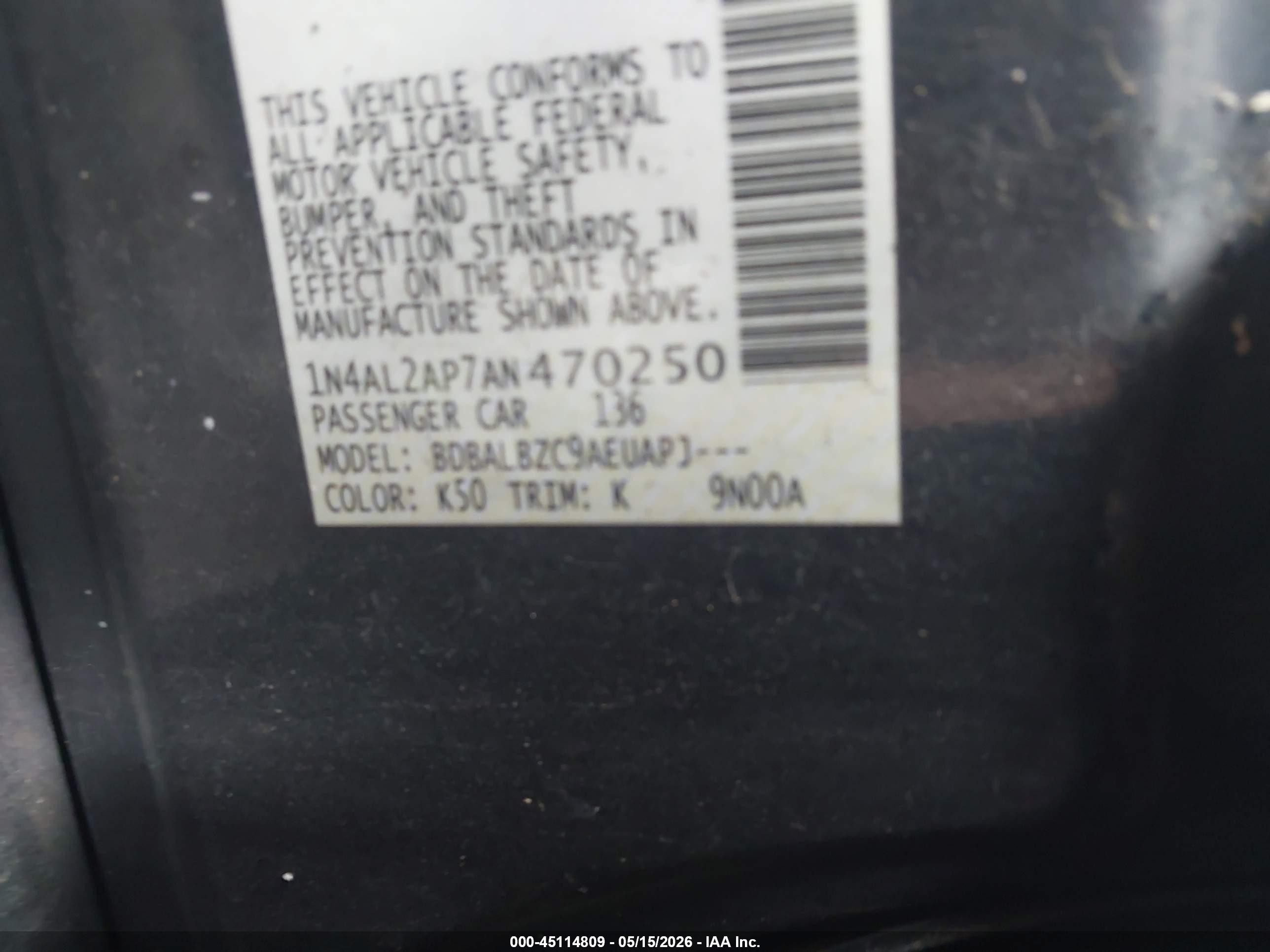2010 Nissan Altima 2.5 S Gray vin: 1N4AL2AP7AN470250