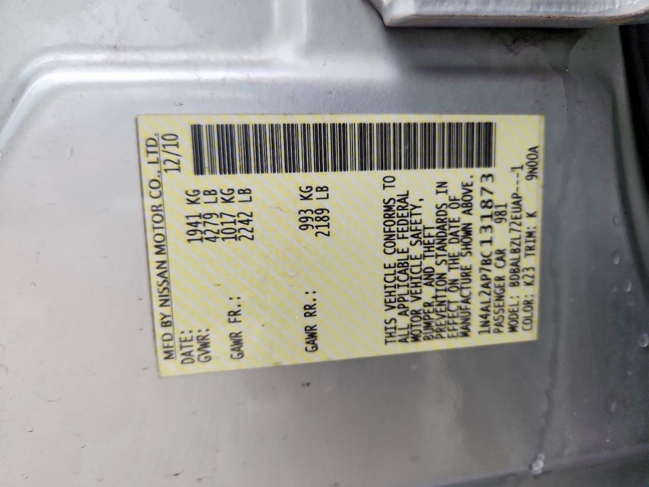 2011 Nissan Altima 2.5 Silver vin: 1N4AL2AP7BC131873