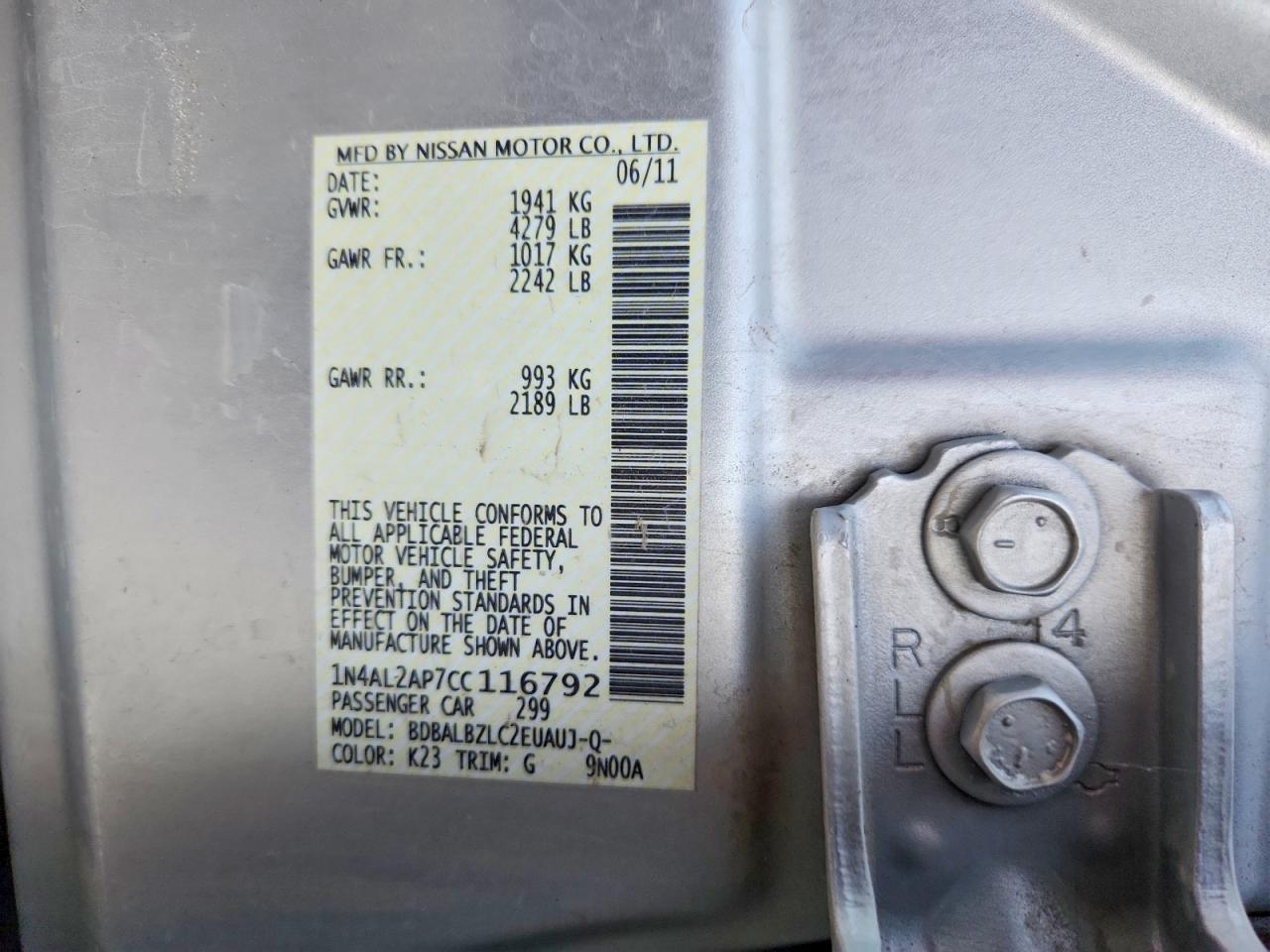 2012 Nissan Altima 2.5 Silver vin: 1N4AL2AP7CC116792