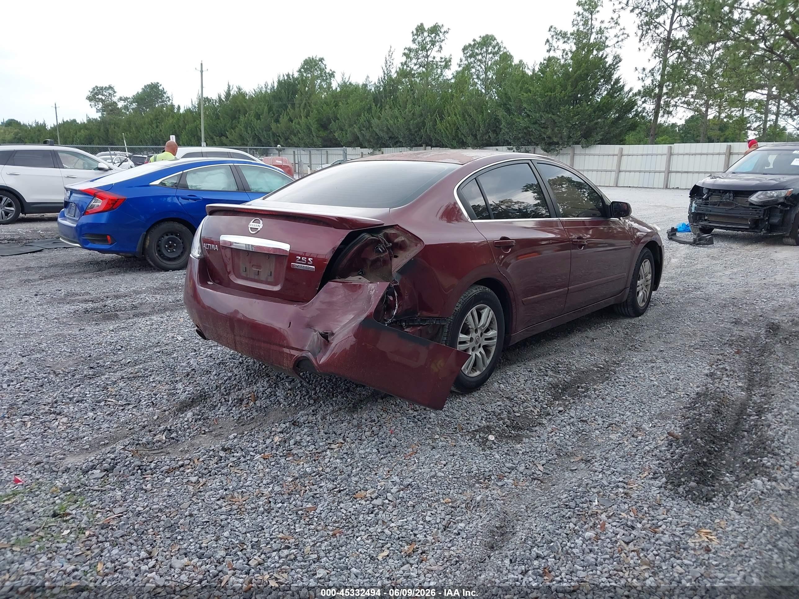 2012 Nissan Altima 2.5 S Maroon vin: 1N4AL2AP7CN436649
