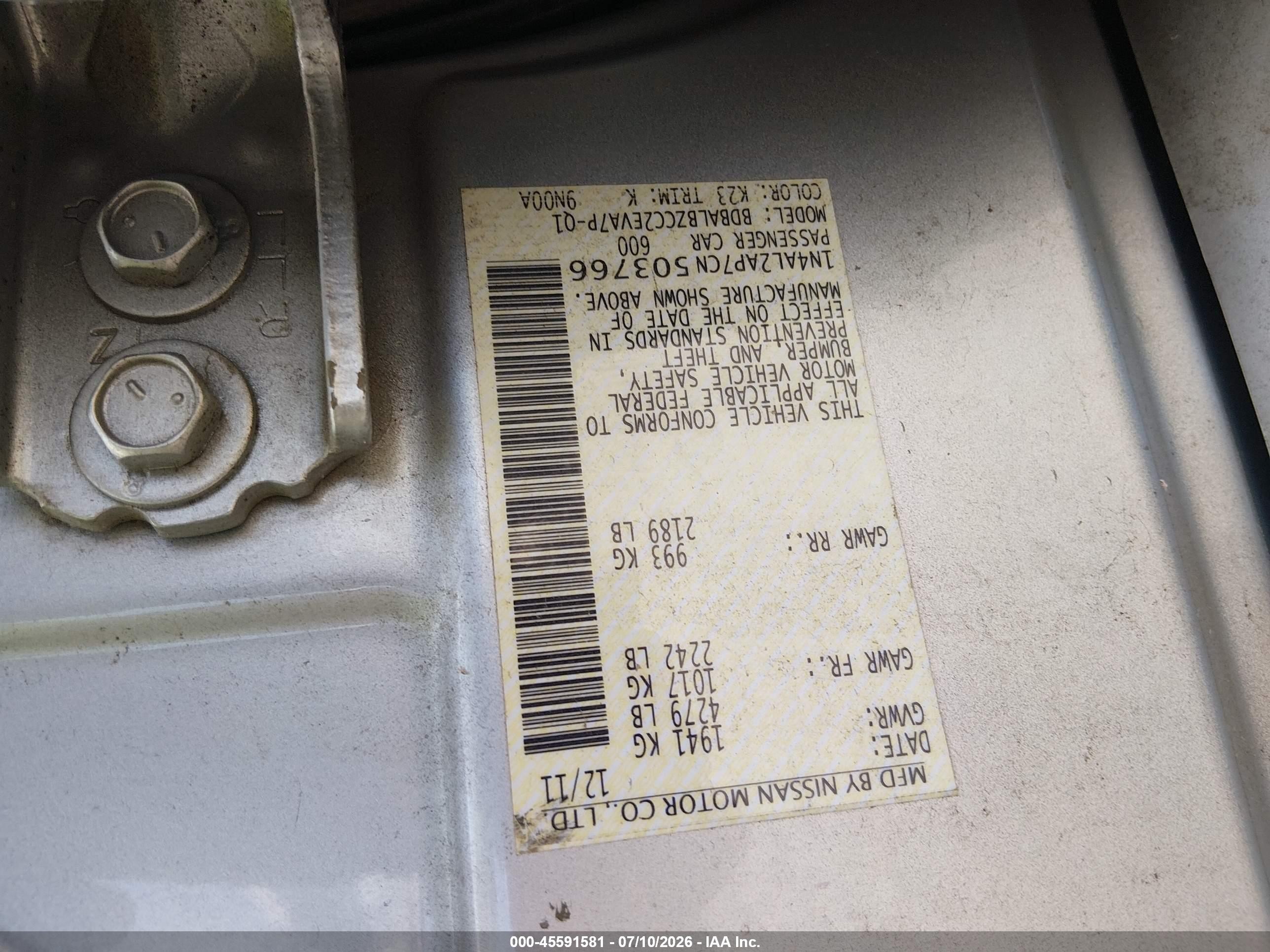 2012 Nissan Altima 2.5 S Silver vin: 1N4AL2AP7CN503766
