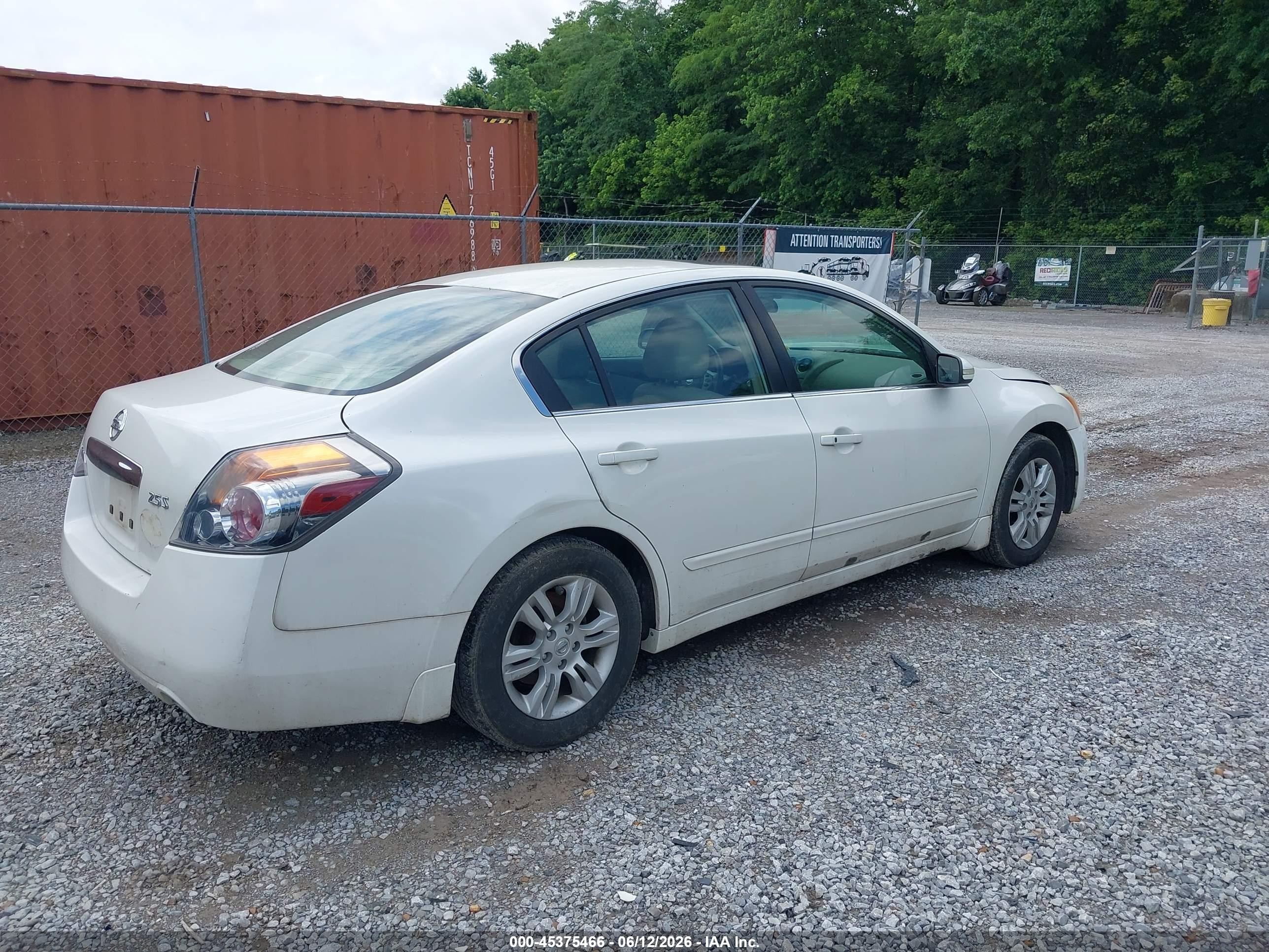 2010 Nissan Altima 2.5 S White vin: 1N4AL2AP8AN495254