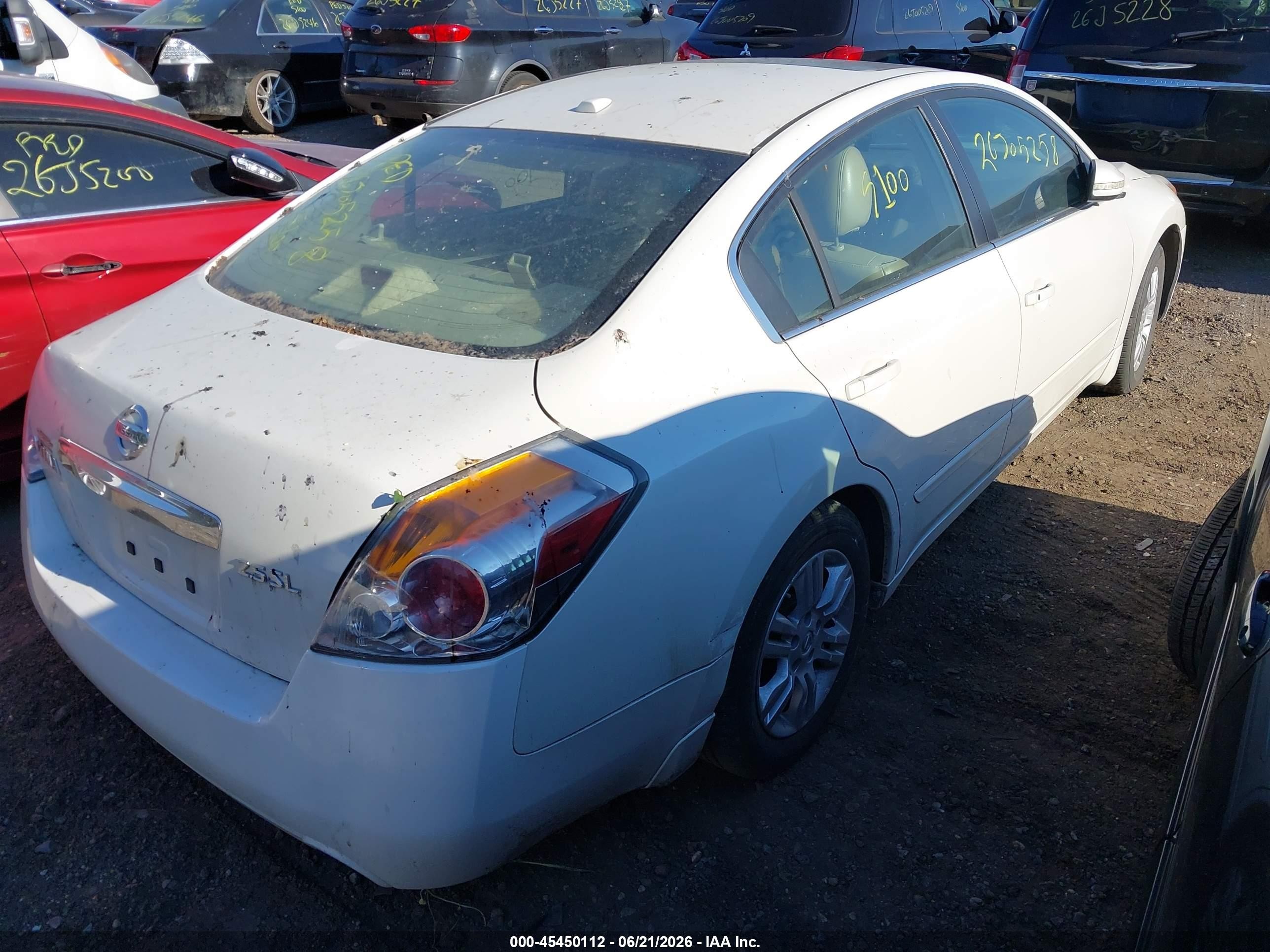 2010 Nissan Altima 2.5 S White vin: 1N4AL2AP8AN498817