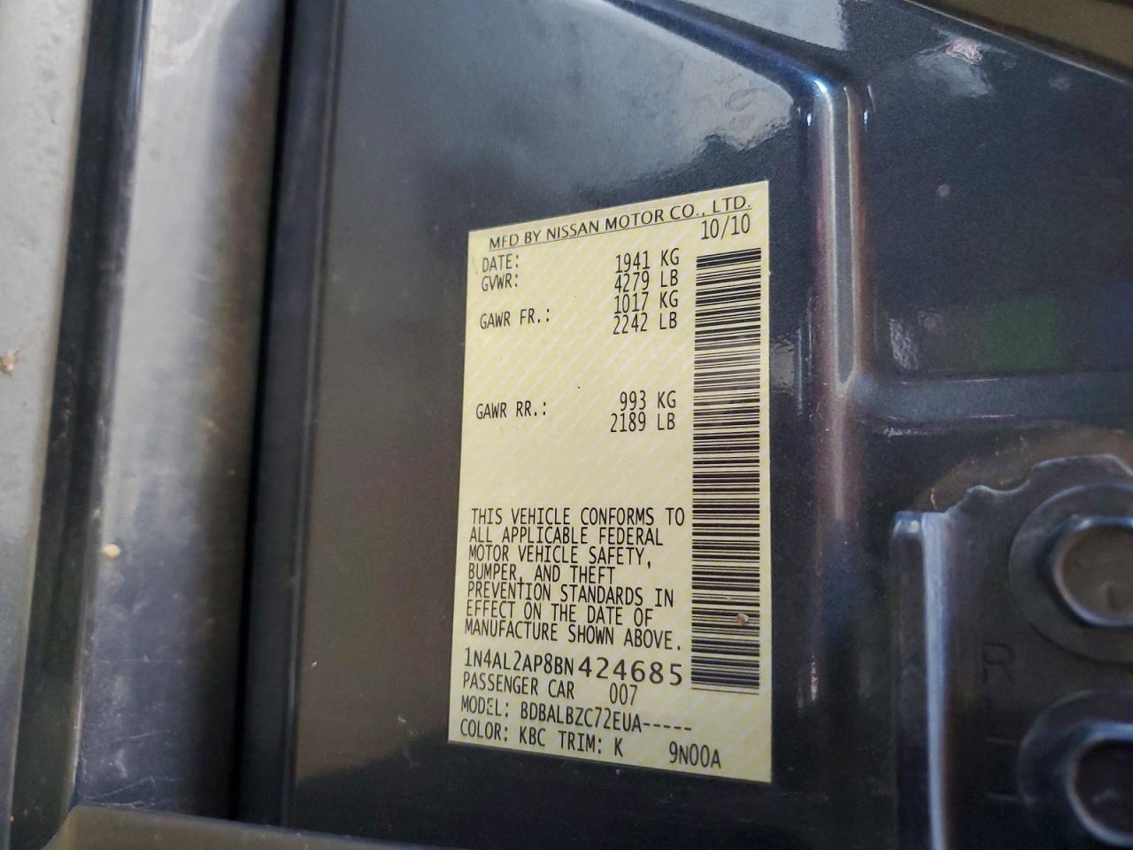 2011 Nissan Altima 2.5 Gray vin: 1N4AL2AP8BN424685